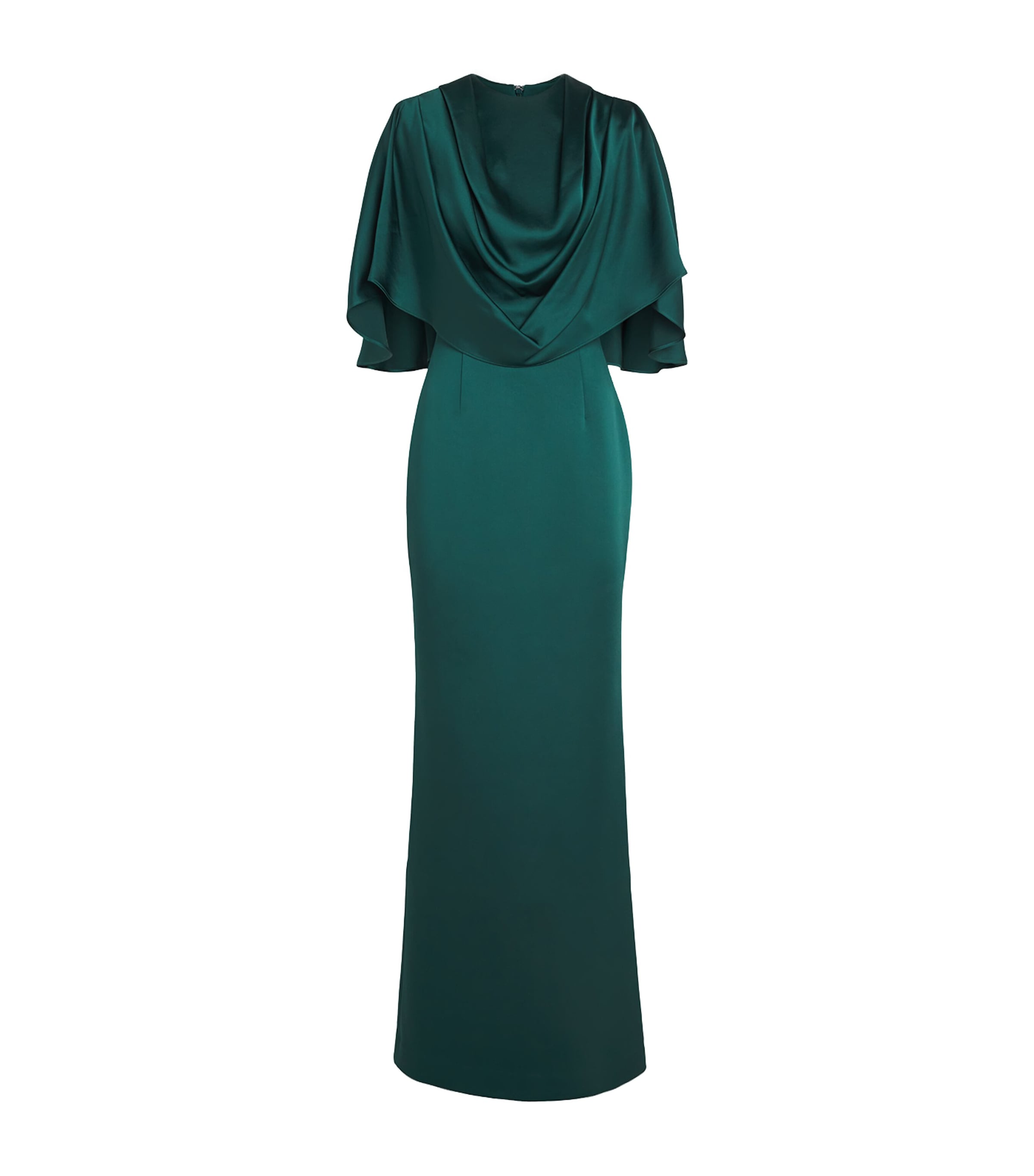 Rebecca Vallance Ellerie Cape-detail Maxi Dress In Green