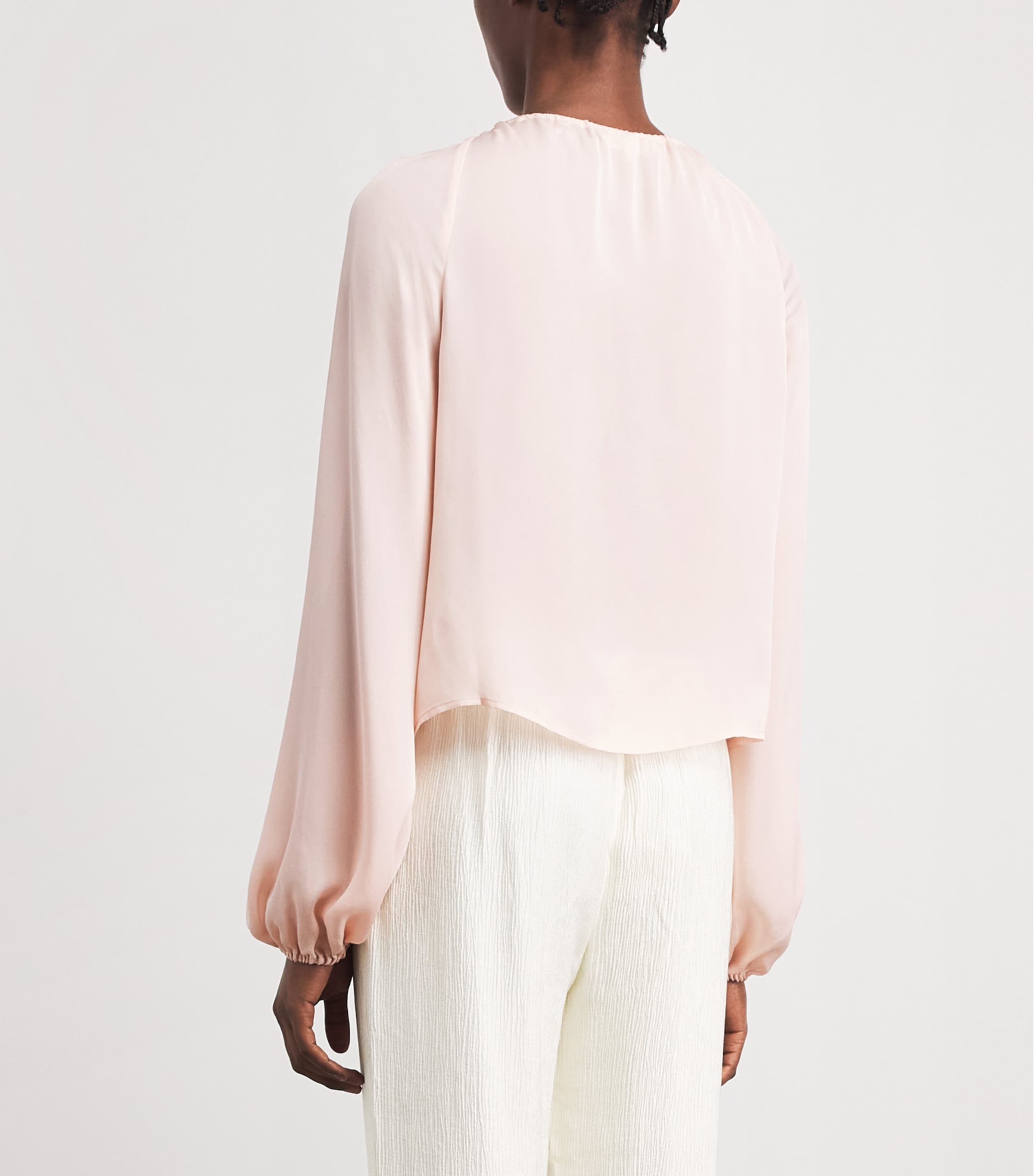 FRAME Womens Silk Balloon Blouse Taffy Image 5