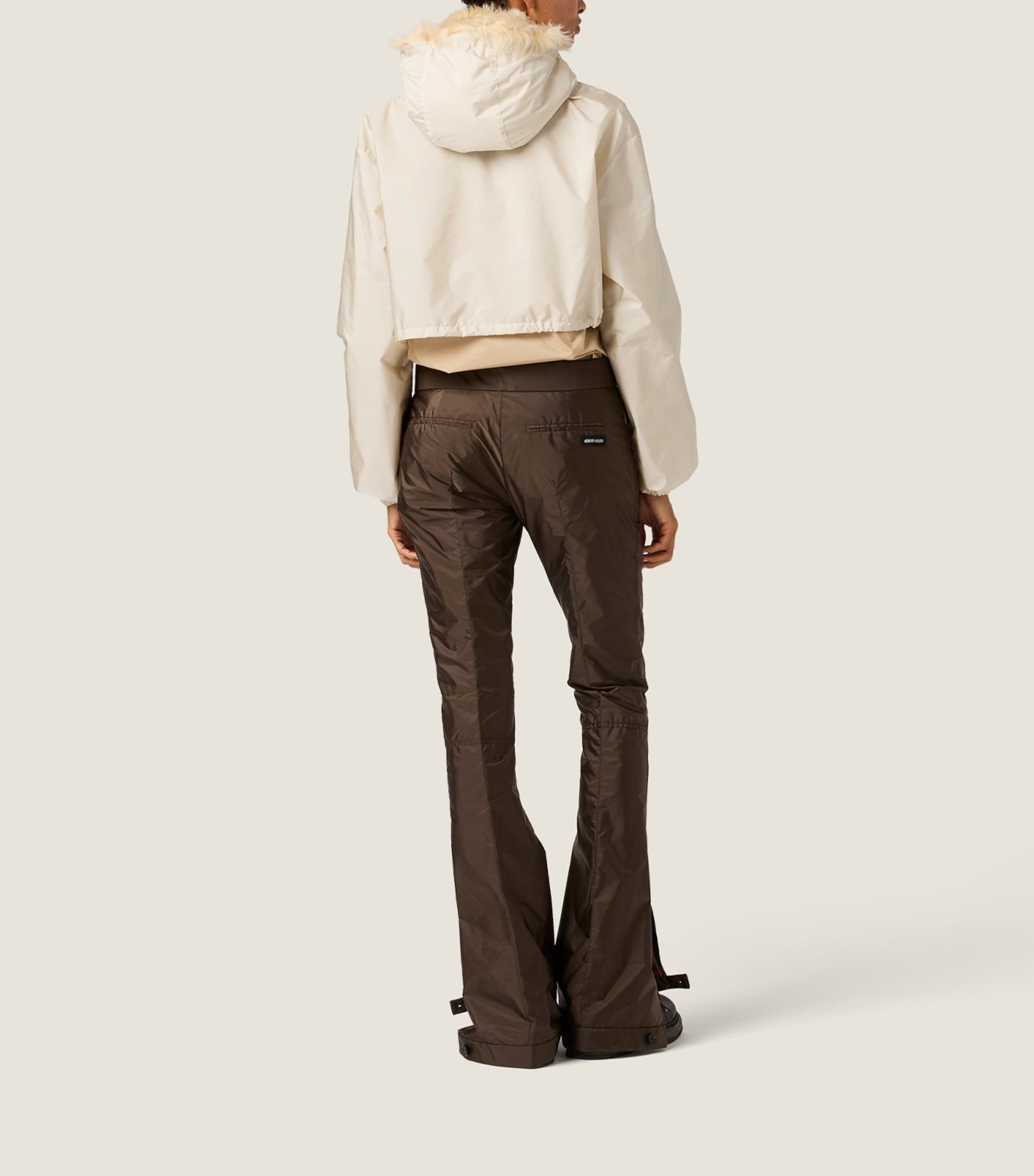 Miu Miu Womens Technical Fabric-Shearling Jacket Neutral Image 3