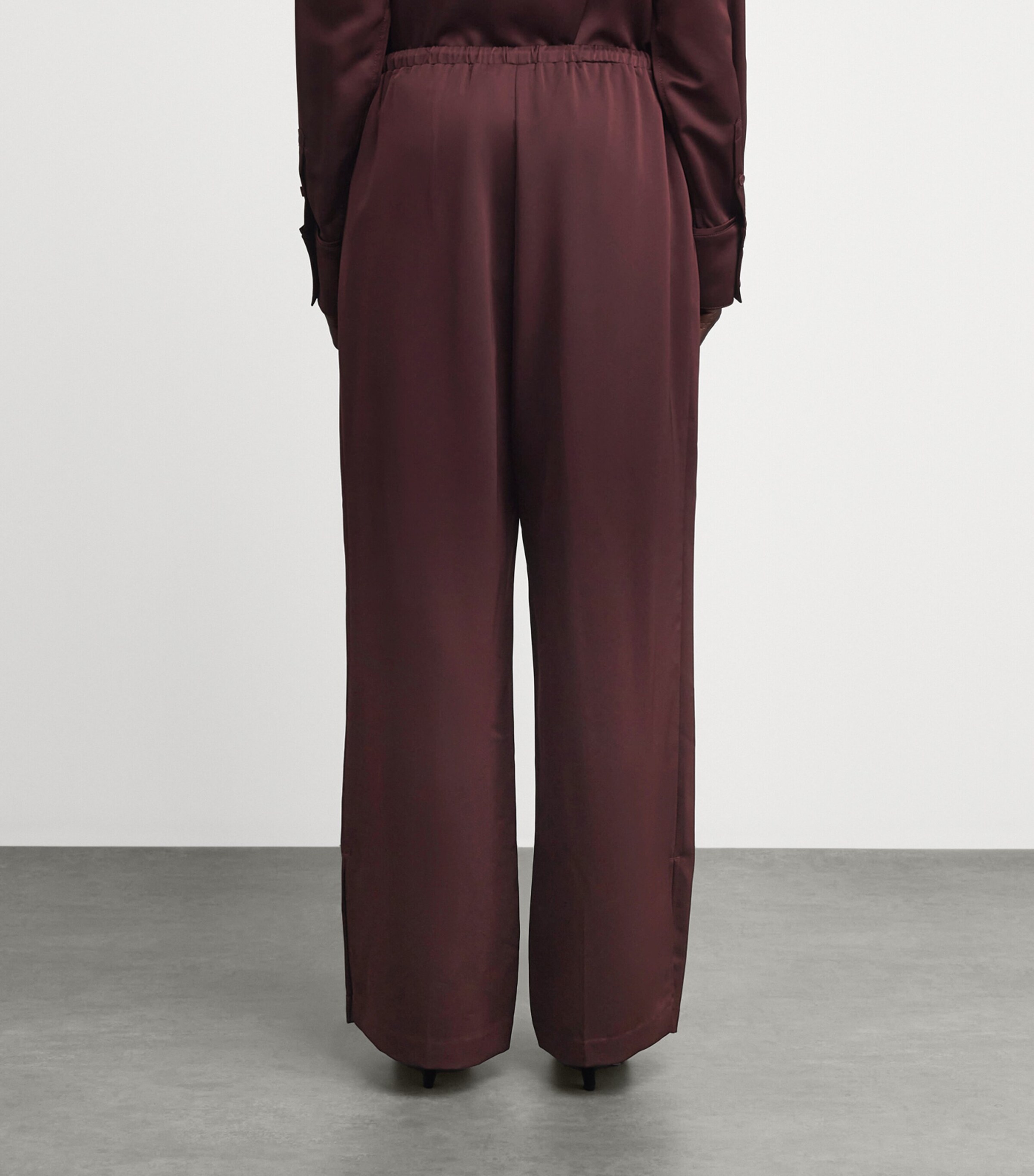 CAMILLA AND MARC Womens Satin Drawstring Ground Trousers Burgundy Image 5