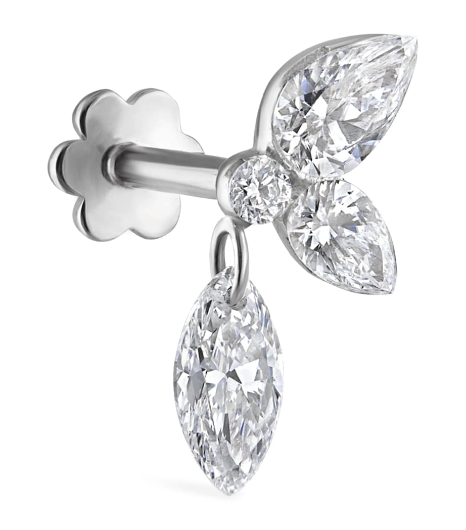 Grand Marquise Pear Diamond Echo Earring (Direction A, 10.5mm) WHITE GOLD Image 1