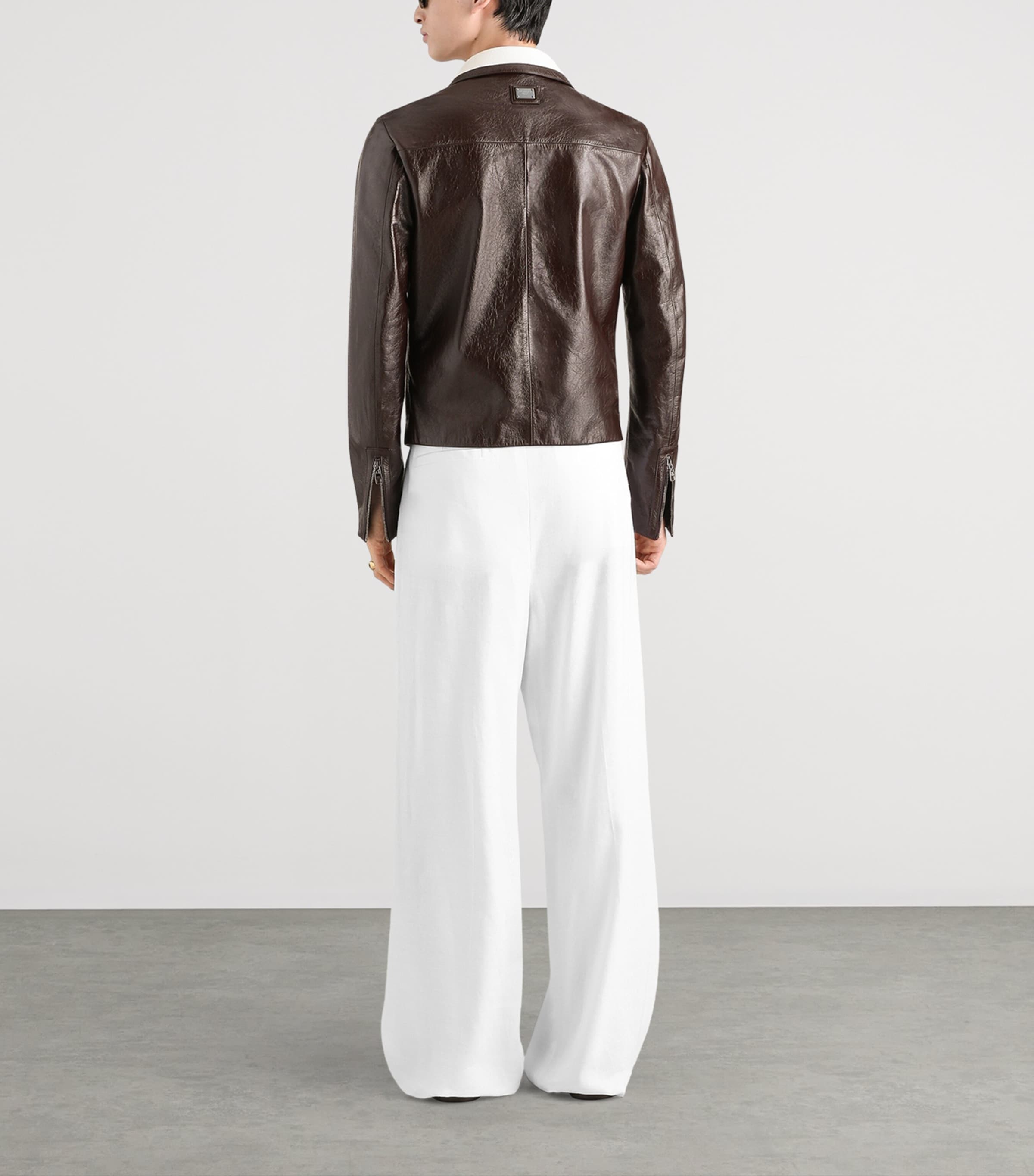 Dolce&Gabbana Mens Leather Jacket Brown Dark Vio Image 3