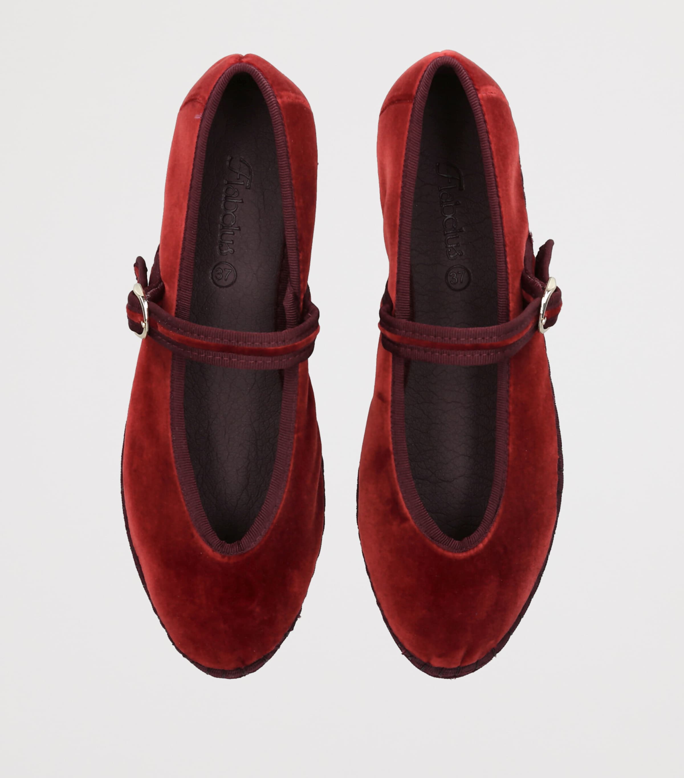 Flabelus Velvet Pierre Mary Janes Red/dark Image 4