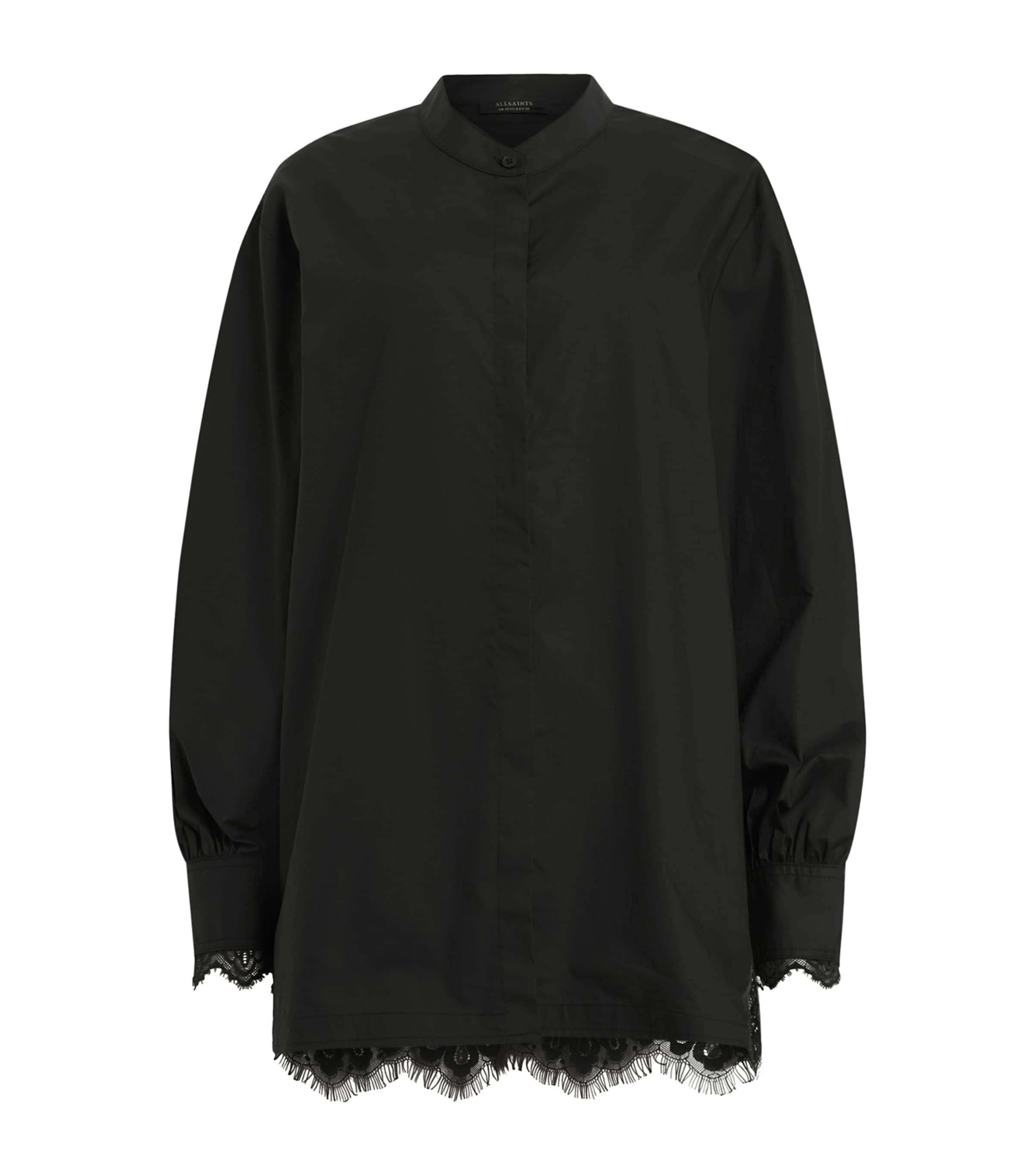 Shop Allsaints Lace-trim Ethel Shirt In Black