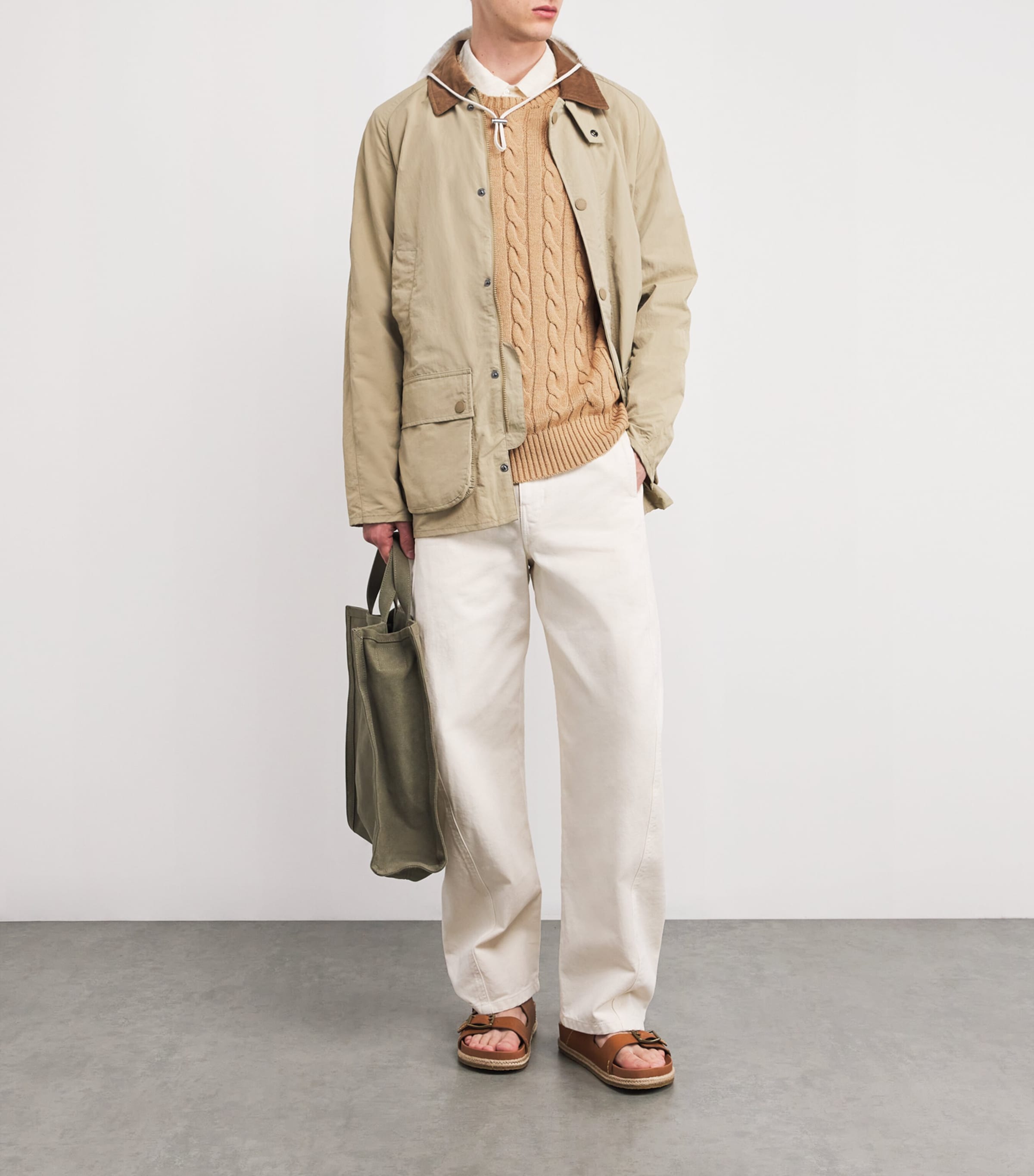 Cotton Cable-Knit Logo Sweater BROWN Image 2