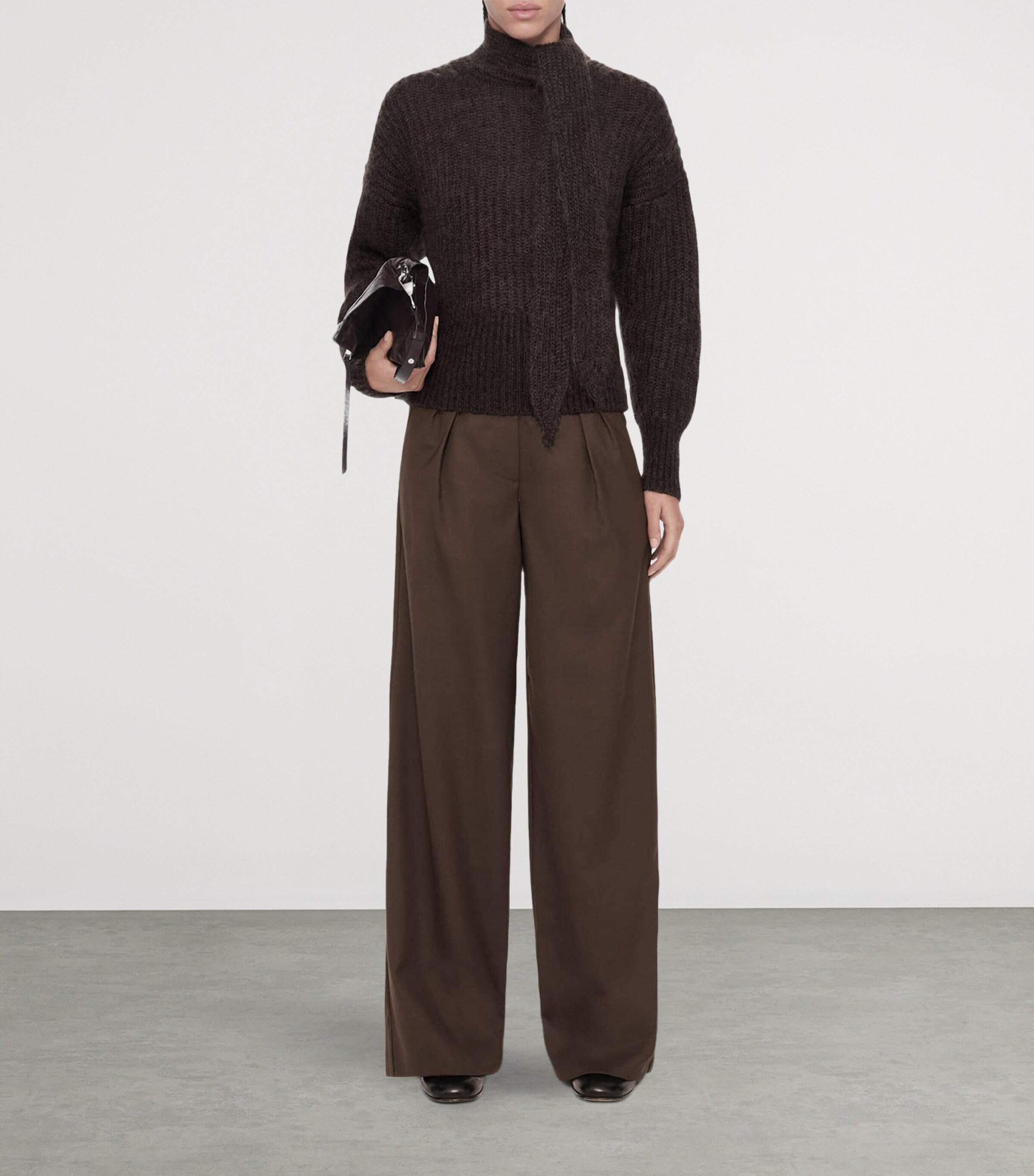 AllSaints Womens Laura Wide-Leg Trousers Brown Image 5