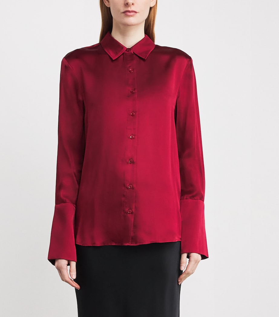 Silk-Blend Amanda Shirt BURGUNDY Image 3
