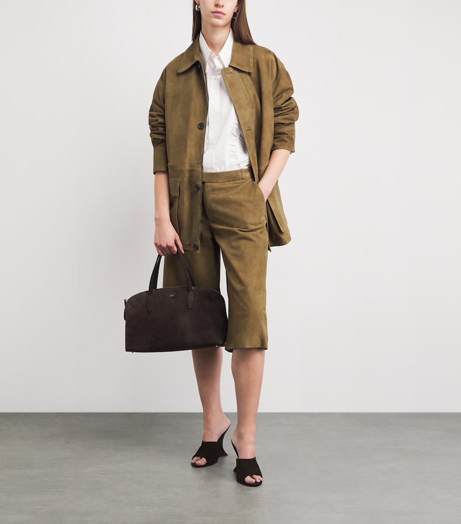 Arma Womens Lamb Suede Tailored Shorts Olive Image 2