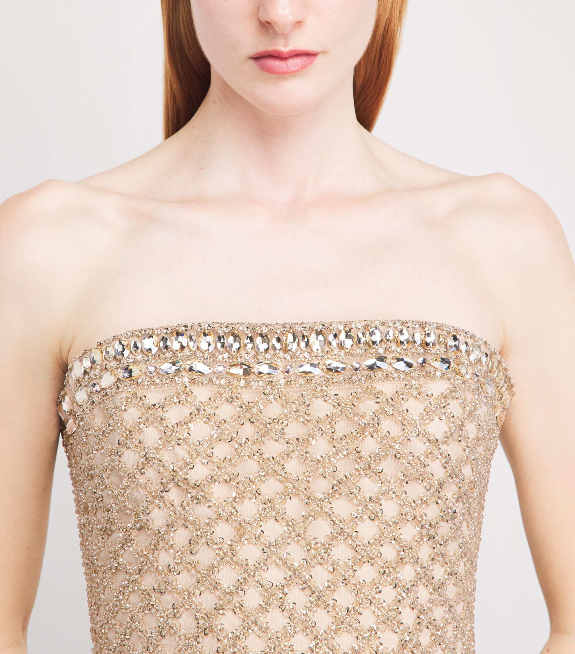 GEORGES HOBEIKA Womens Embellished Strapless Gown Beige Pink Tint Image 3