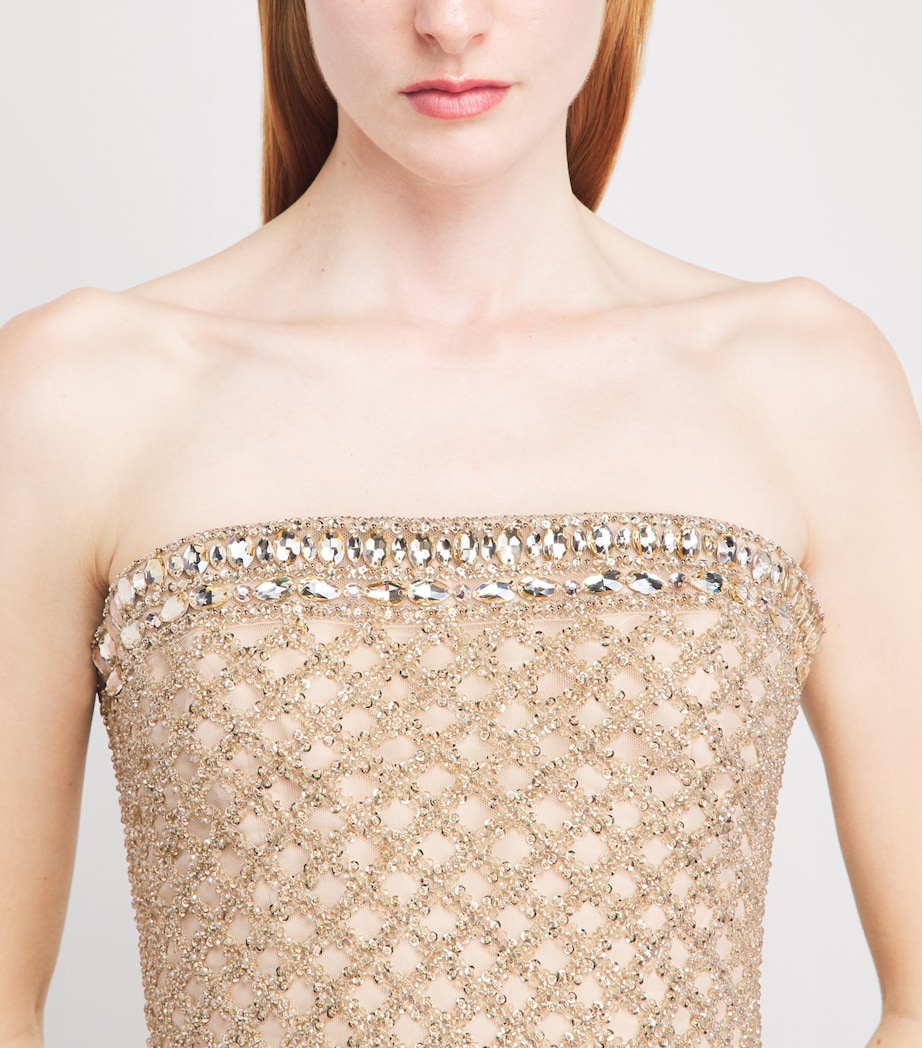 GEORGES HOBEIKA Womens Embellished Strapless Gown Beige Pink Tint Image 3
