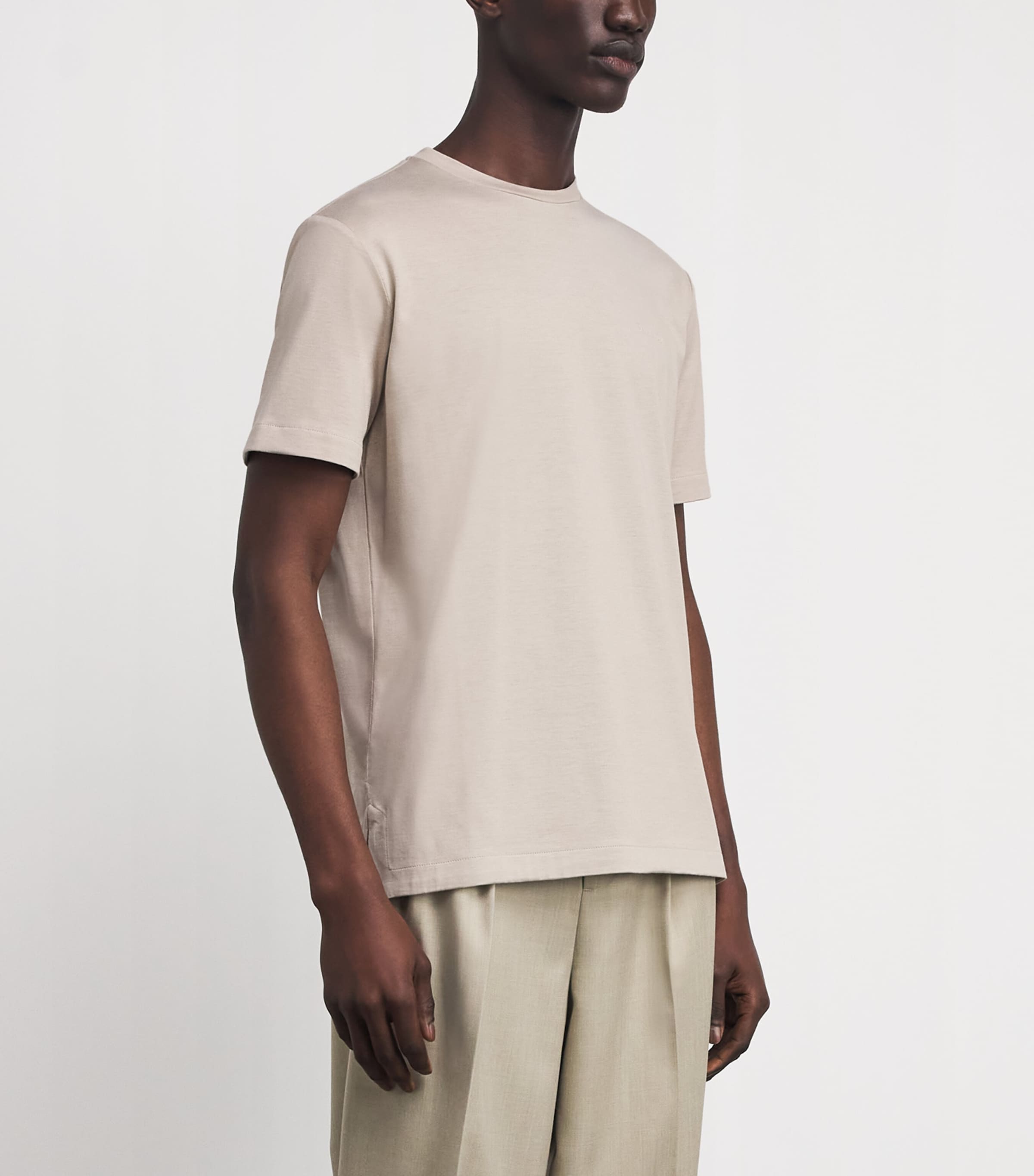 Colombo Mens Silk-Cotton T-Shirt Beige Image 4