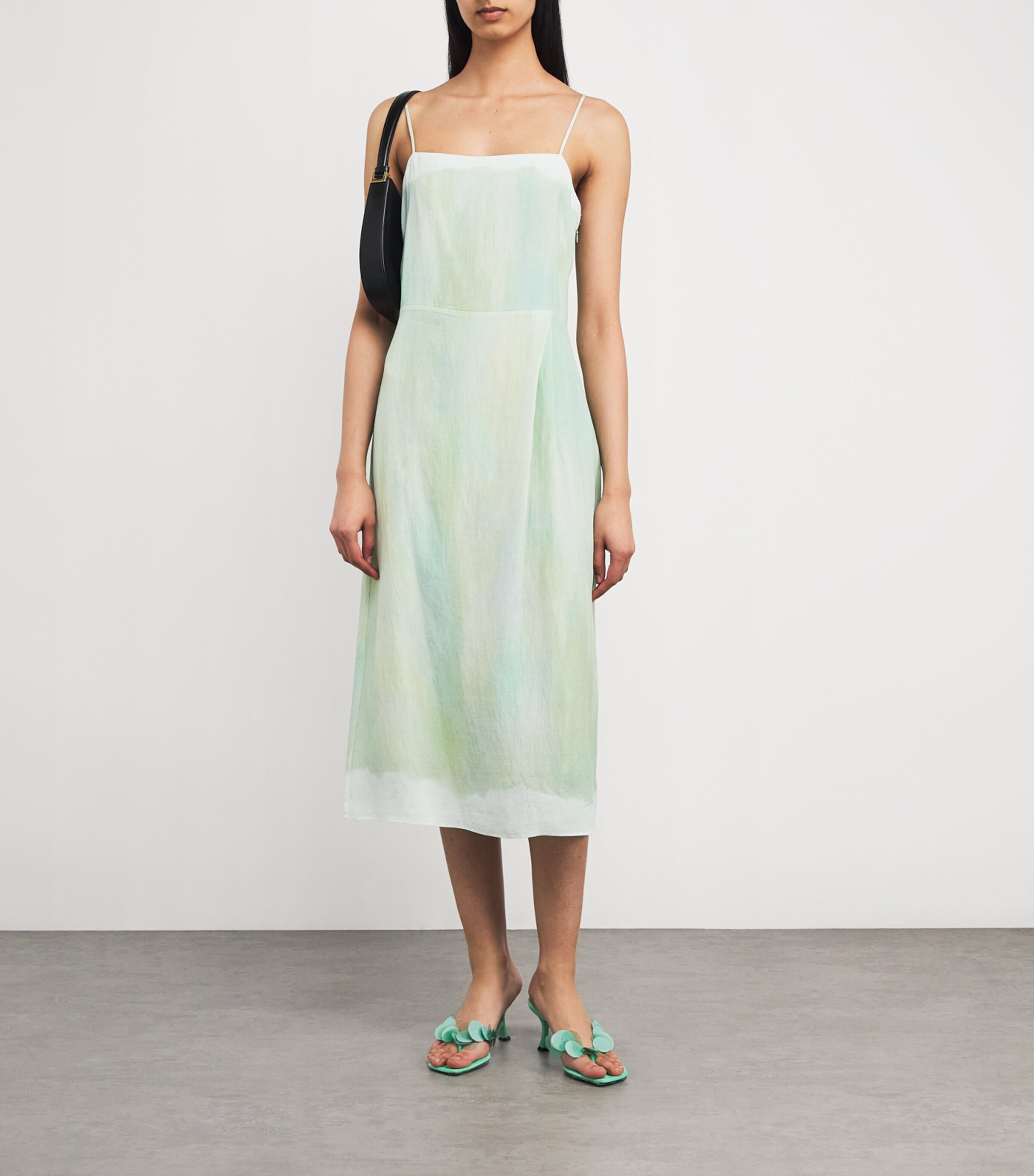Vince Green Satin Watercolour Midi Dress | Harrods US