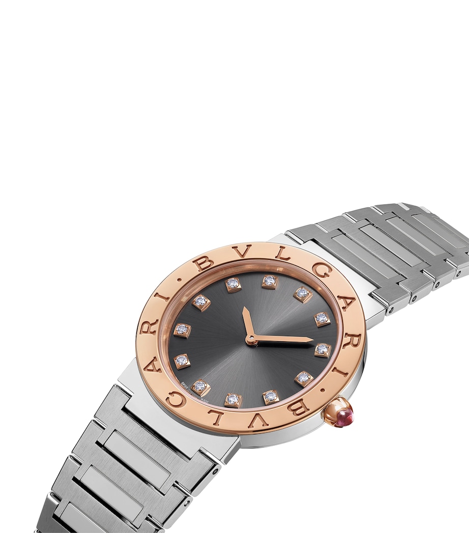 Stainless Steel, Rose Gold and Diamond Bvlgari Bvlgari Watch 33mm ANTHRACITE Image 3