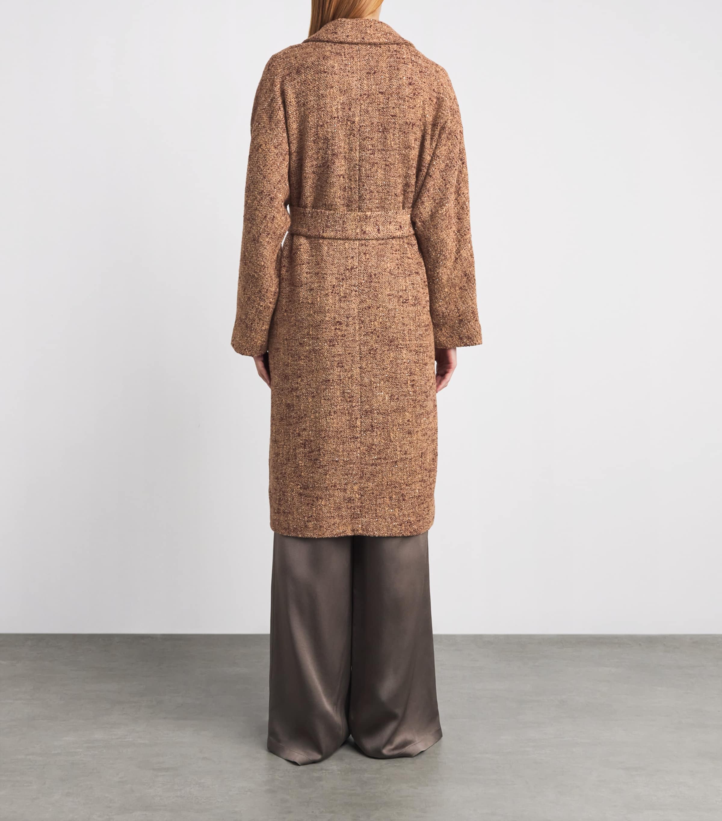 Kiton Womens Wool-Alpaca Single-Breasted Coat Beige / Burgundy Image 5