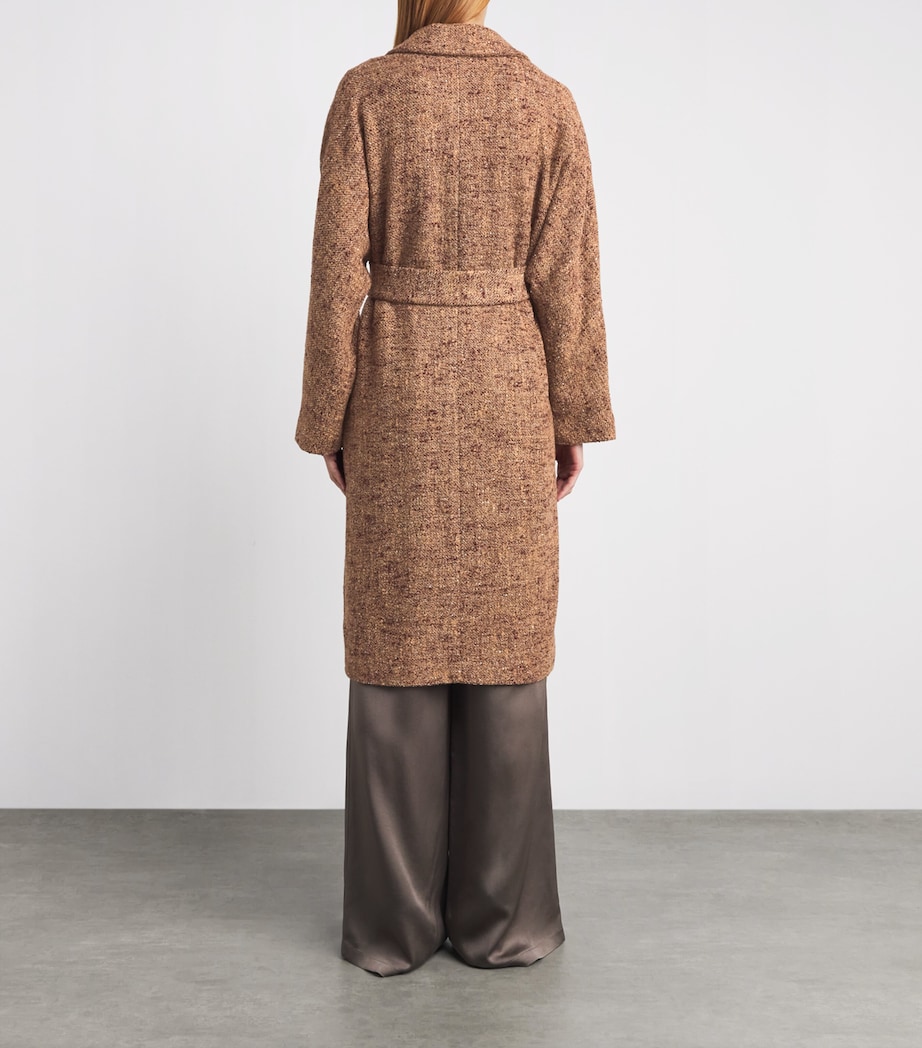 Kiton Womens Wool-Alpaca Single-Breasted Coat Beige / Burgundy Image 5