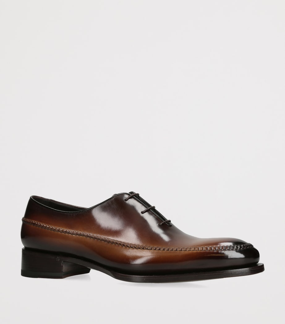 Leather Stitched Oxford Shoes BROWN Image 3