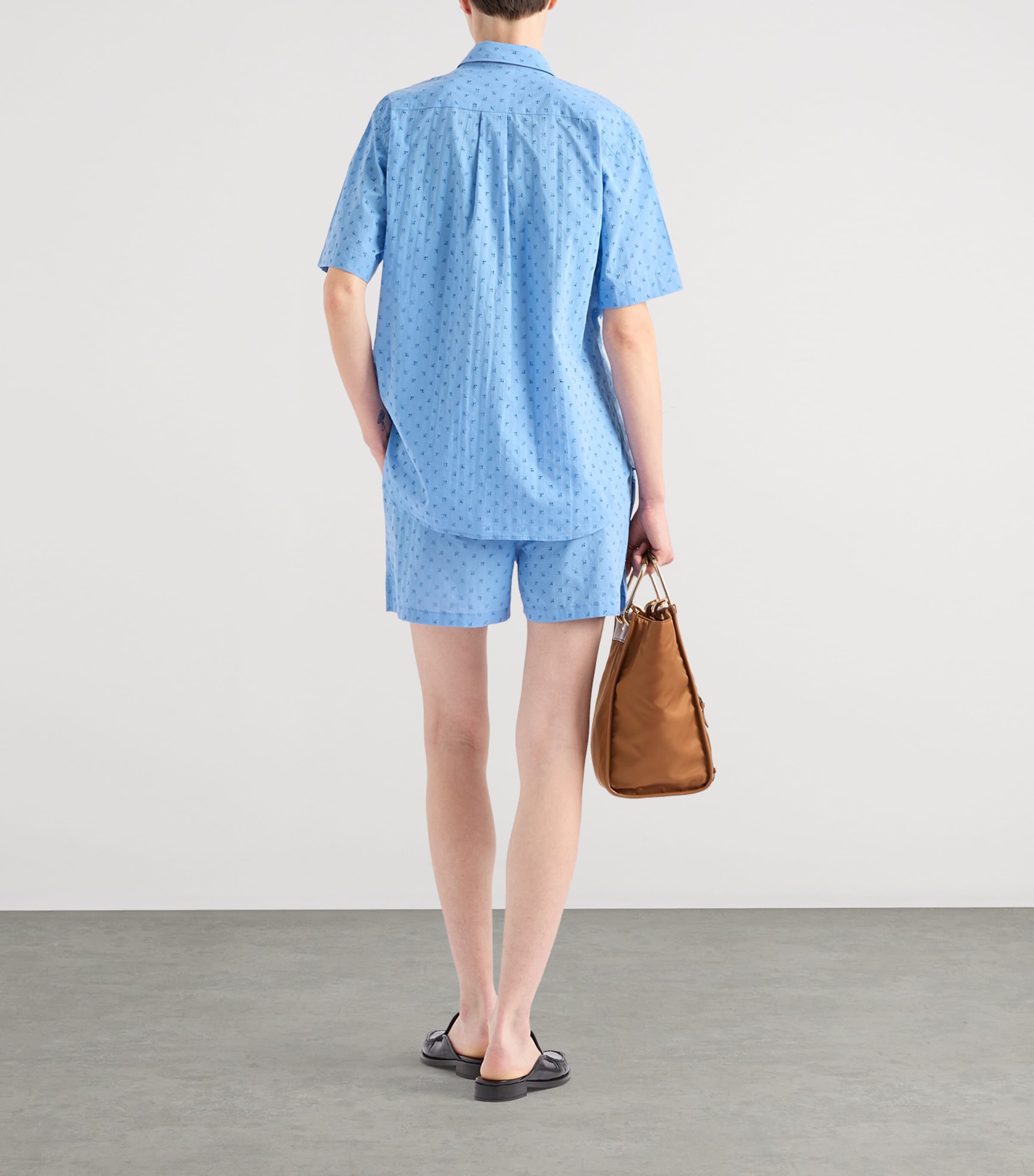 Cotton Poplin Embroidered Shorts F0013 Image 5