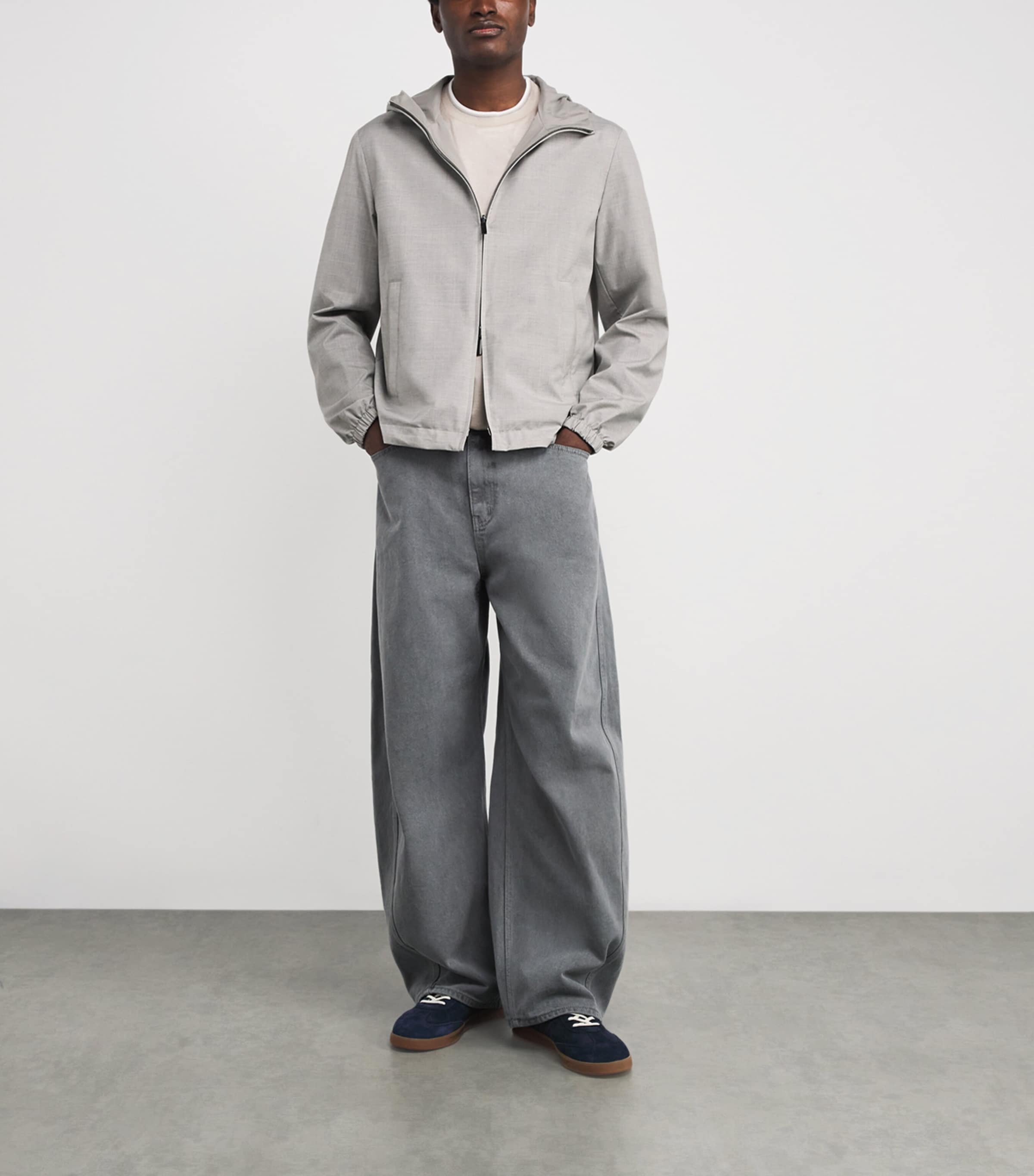 Cotton-Blend Green Storm System Reversible Windbreaker 064 GRIGIO MEDIO Image 2