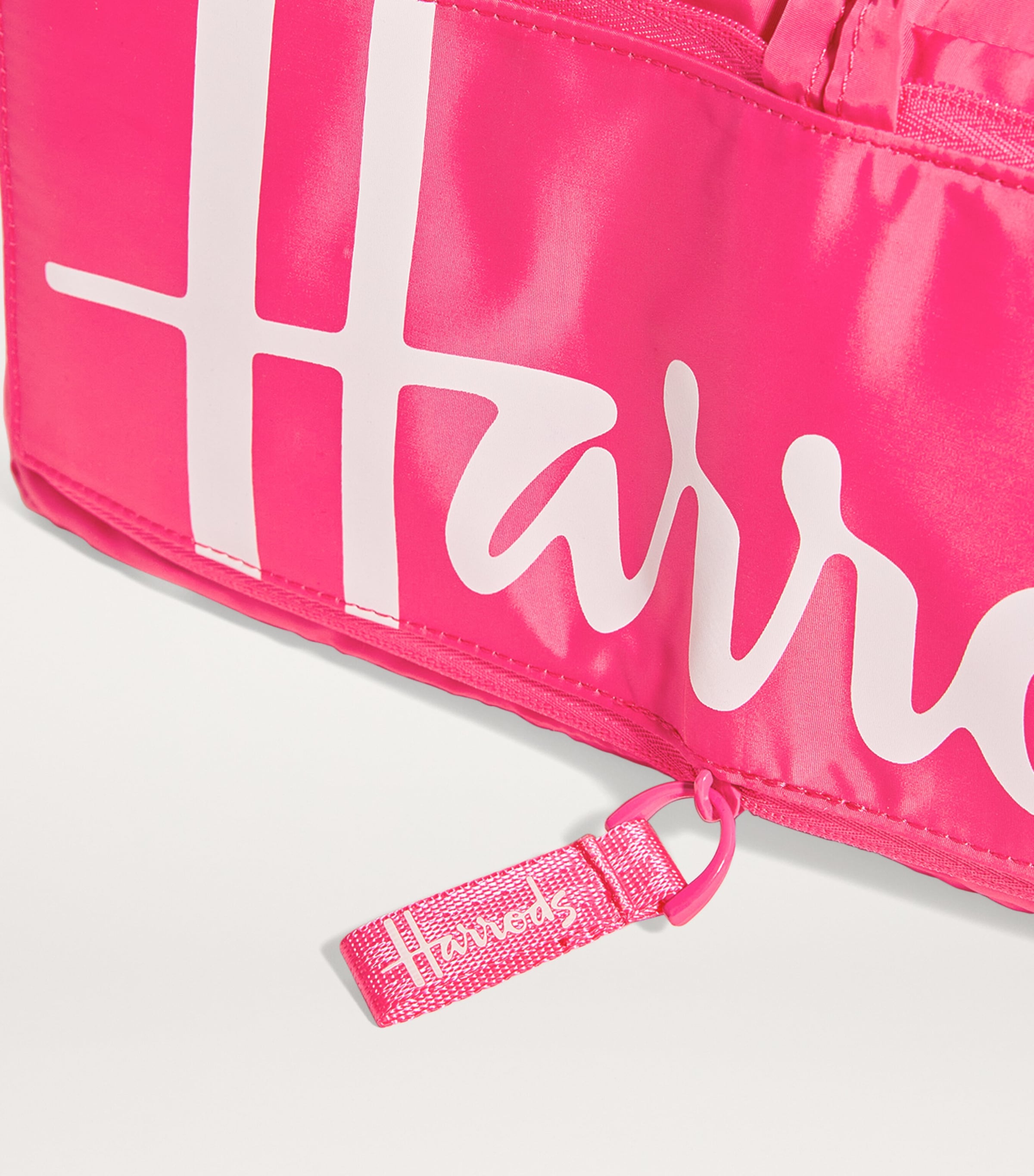 Harrods Logo Pocket Shopper Bag Bright Pink Image 3