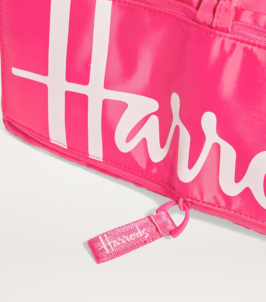 Harrods Logo Pocket Shopper Bag Bright Pink Image 3