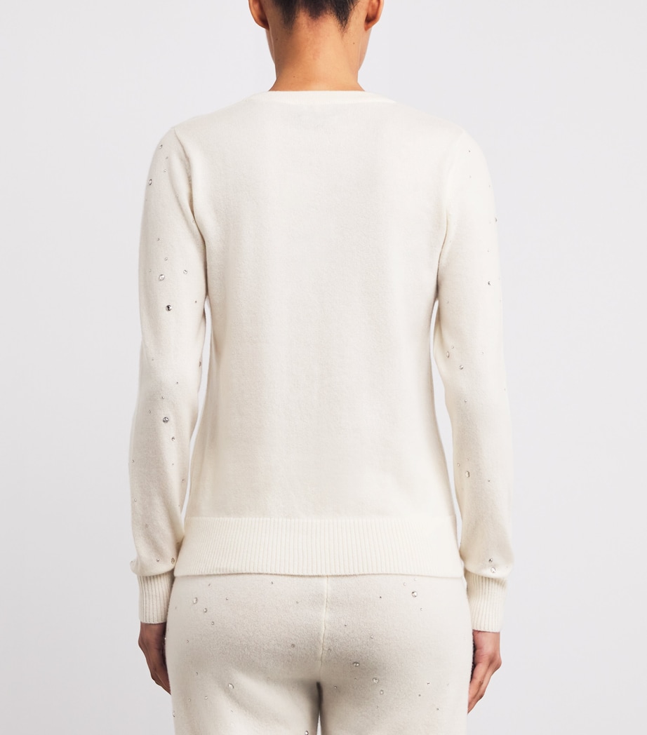 Cashmere Crystal-Embellished Sweater WINTER WHITE/SI Image 4