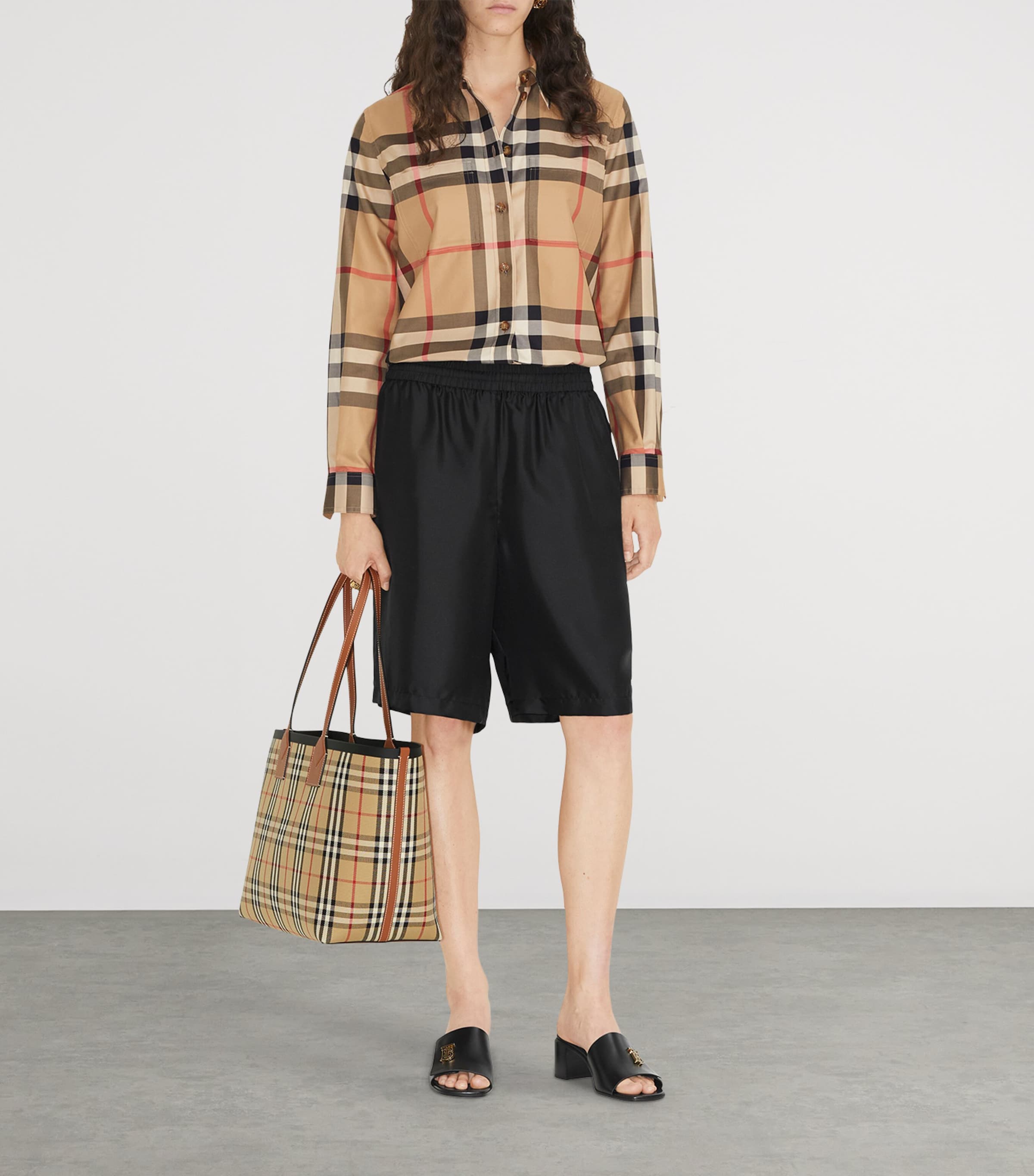 Stretch-Cotton Check Shirt ARCHIVE BEIGE IP CHK Image 2