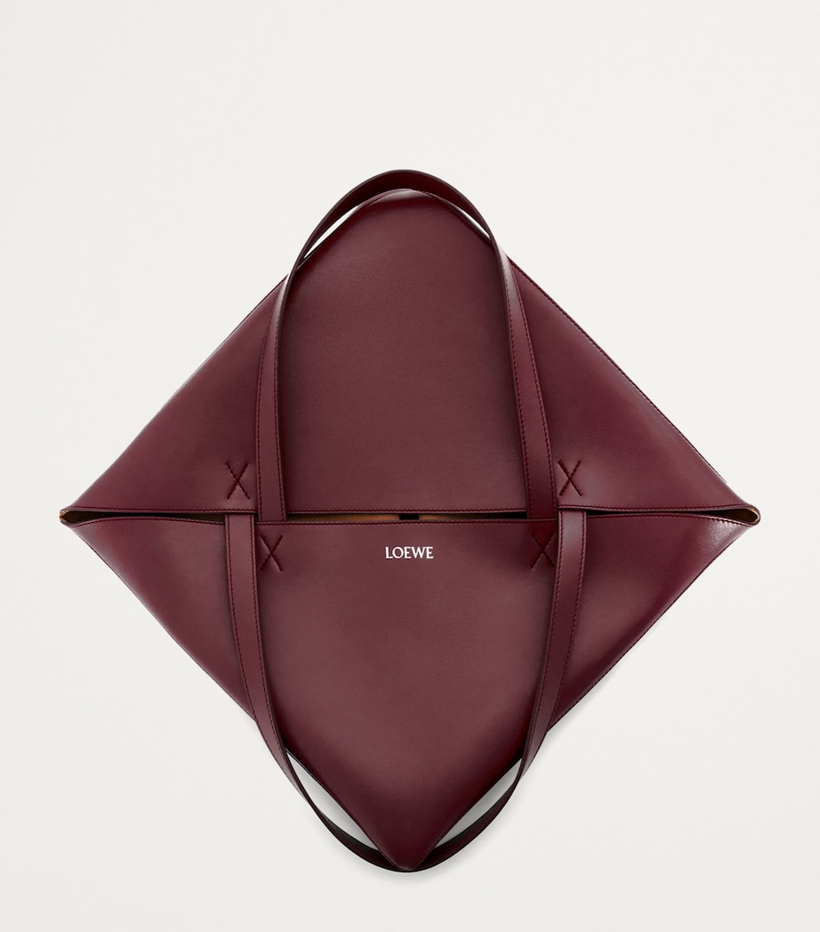 LOEWE Mens XL Leather Puzzle Fold Tote Bag Dark Burgundy Image 4