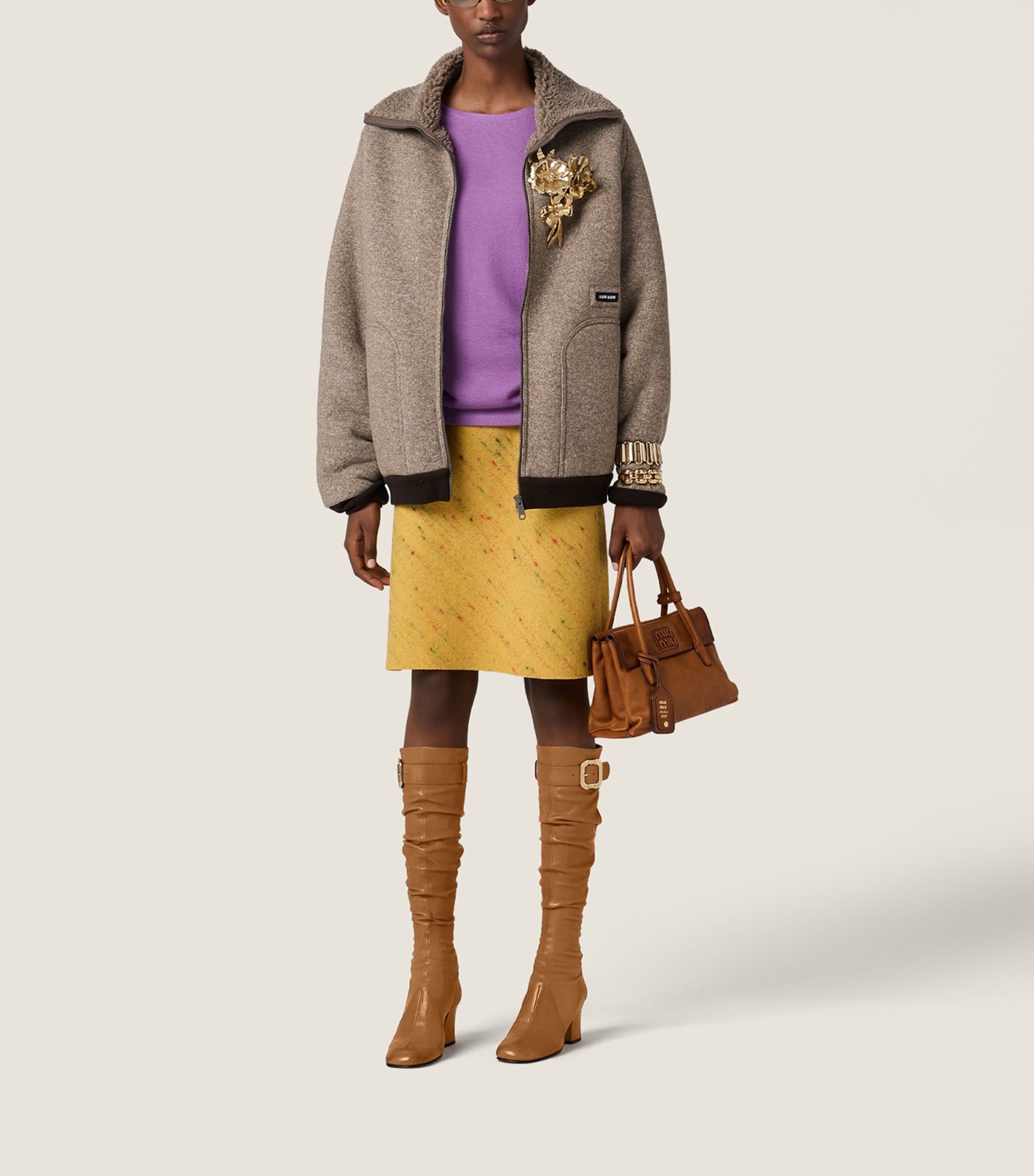 Faux Shearling-Trim Jacket F0065 Image 2