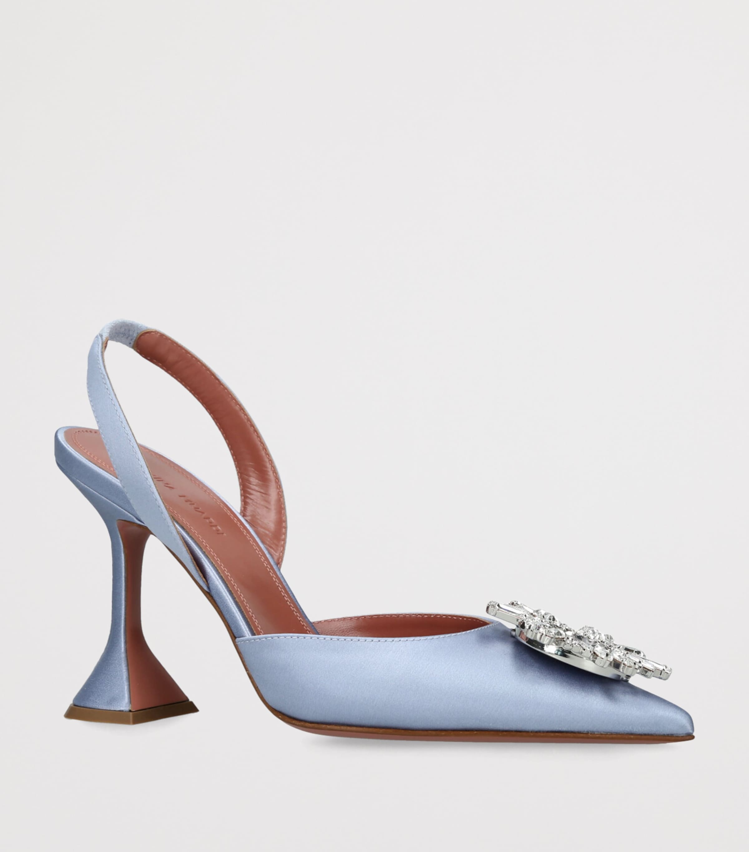 Amina Muaddi Satin Begum Slingback Heels 95 Lilac Image 3