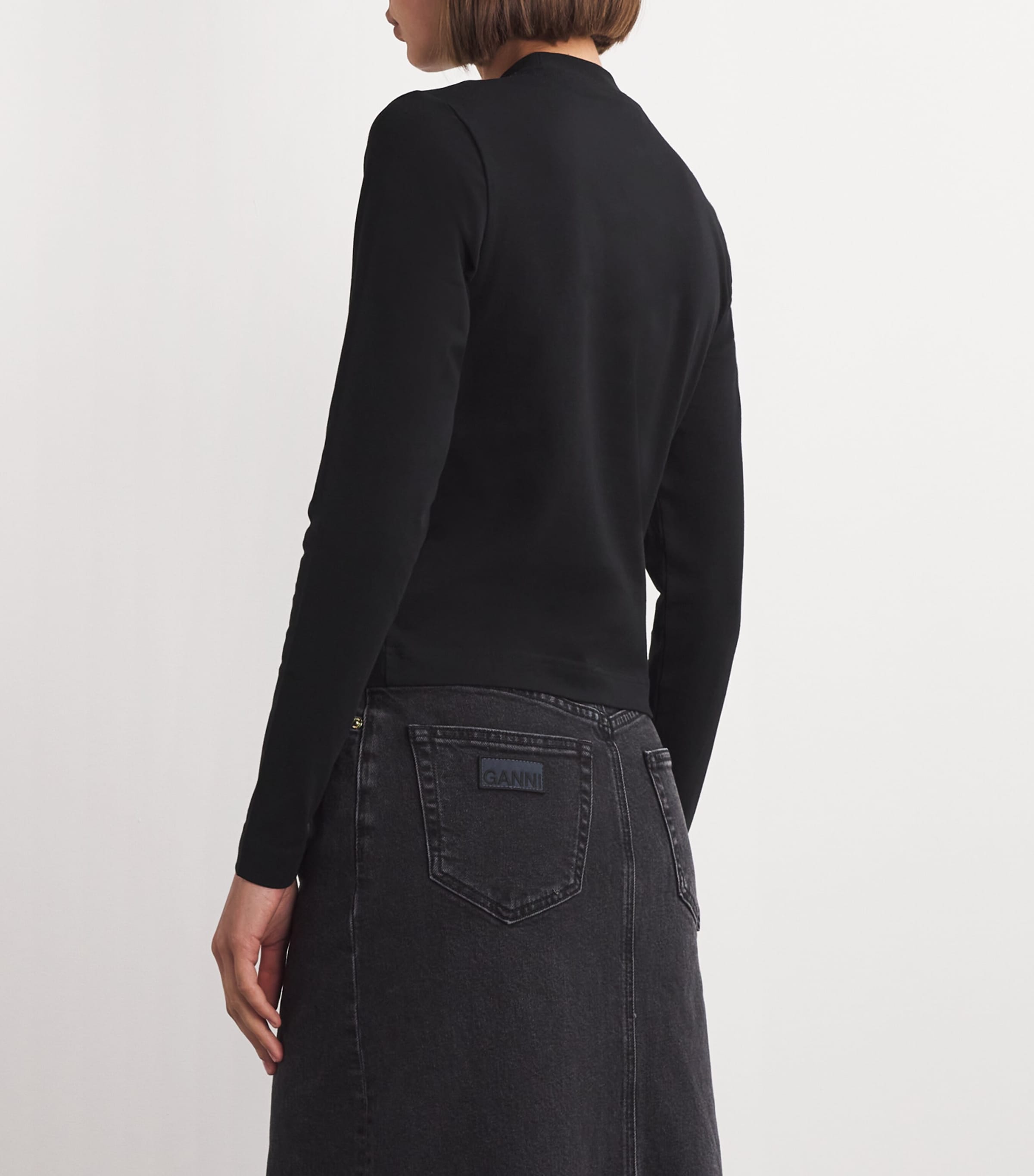 Stretch-Cotton Grosgrain Logo T-Shirt BLACK 990 Image 4