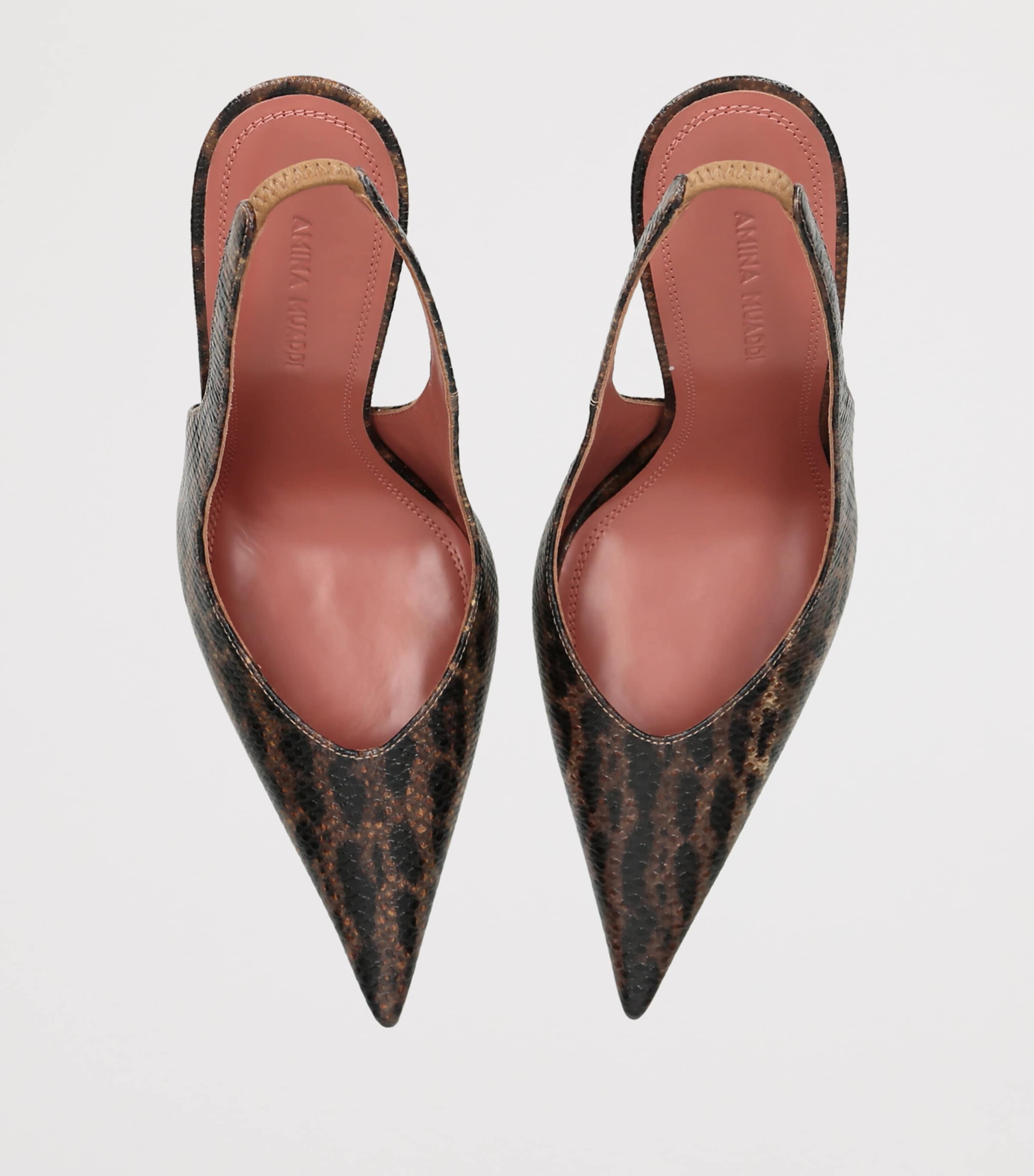Amina Muaddi Suede Leopard Print Anok Slingback Pumps 105 Dk.brn Com Image 4