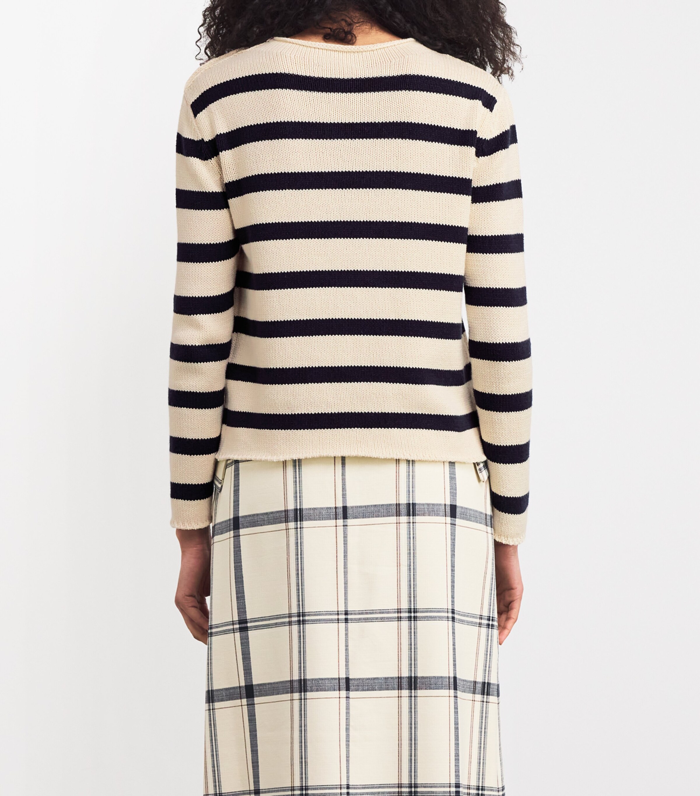Cotton-Blend Stripe Sweater NAVY Image 4