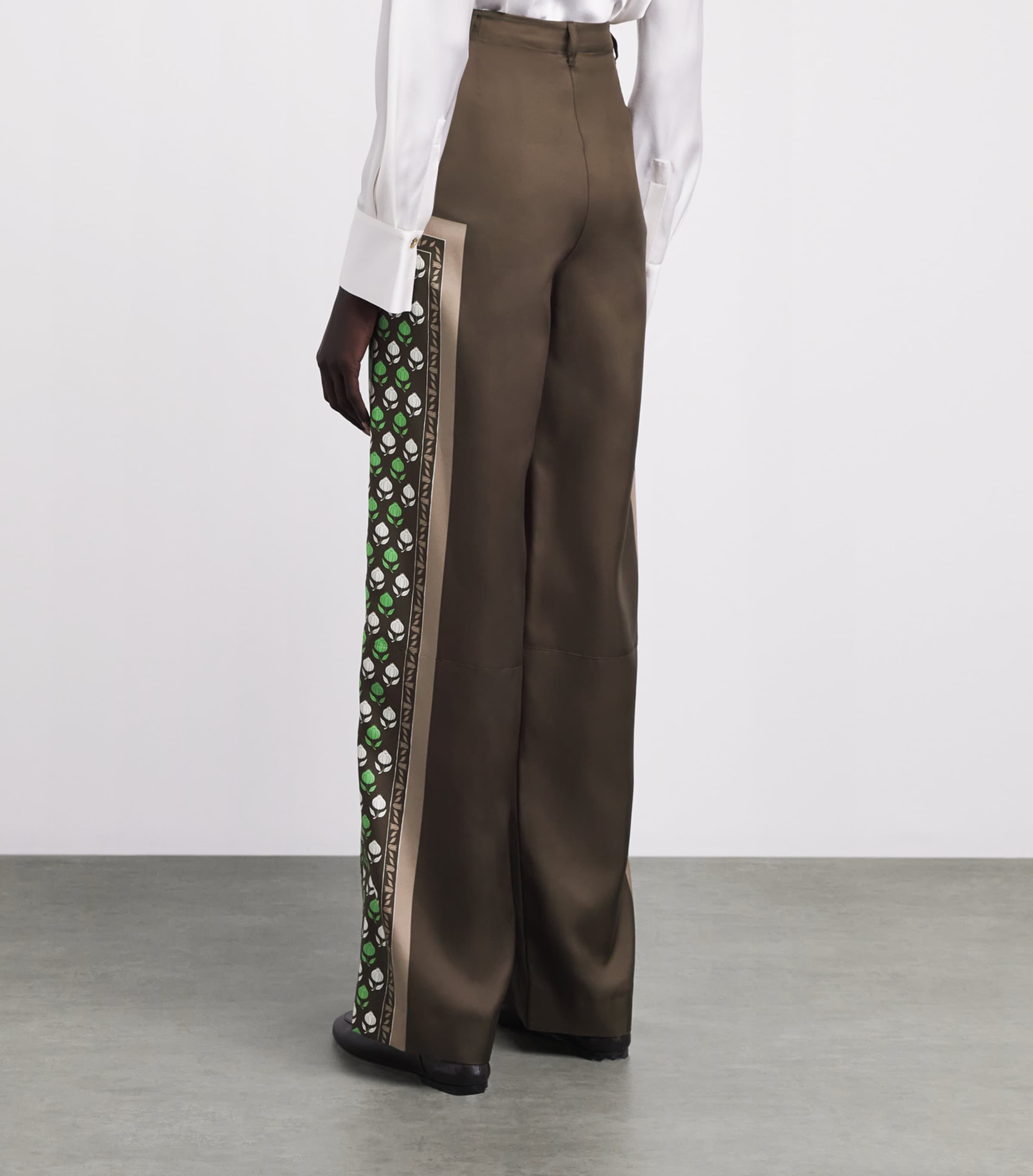 Tory Burch Womens Silk Satin Straight Trousers Chocolate Pmgrnte Image 5