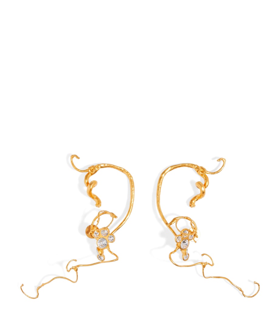 Schiaparelli Rhinestone-Embellished Vine Earrings Gold Image 1