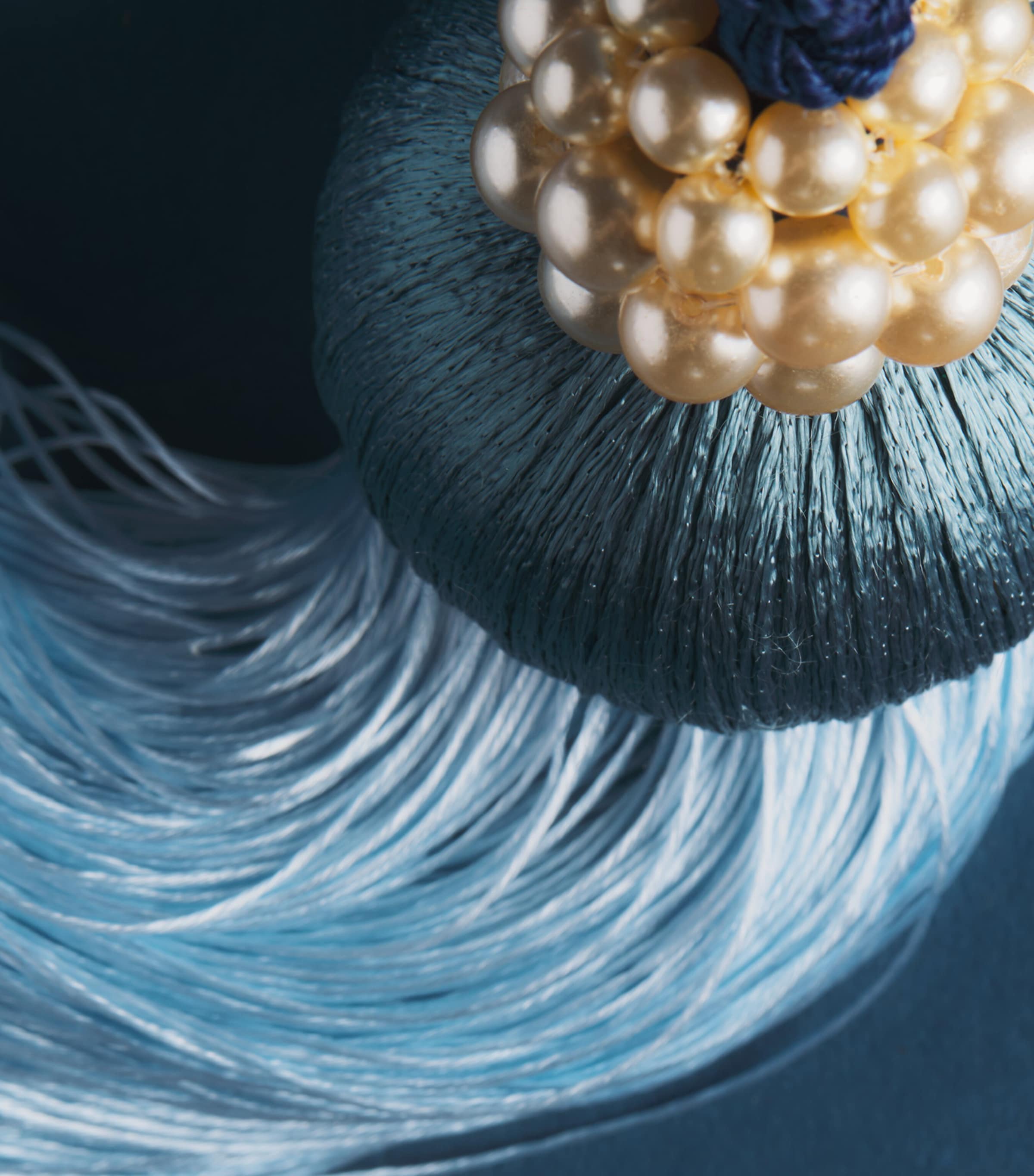 Jessica Light Pearl-Embellished Large Tassel Tree Decoration Pale Blue/teal Image 2