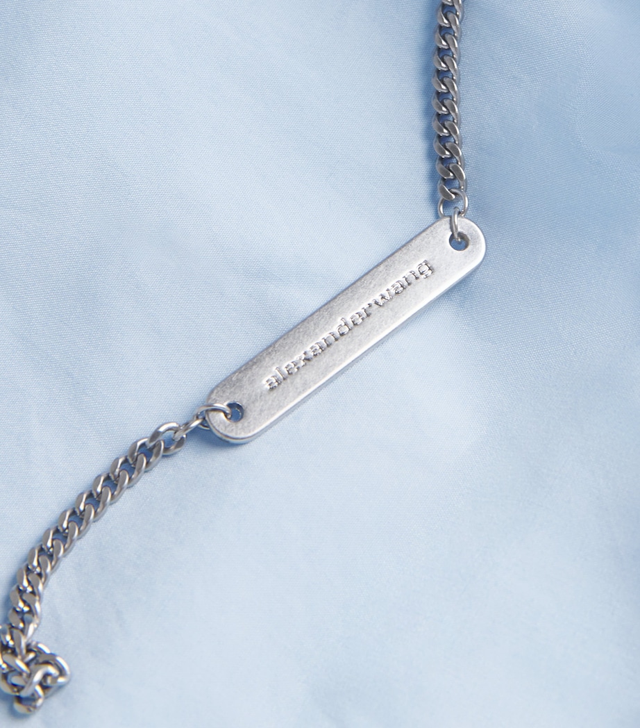 Cotton Necklace-Detail Cropped Shirt 459B OXFORD BLUE Image 5