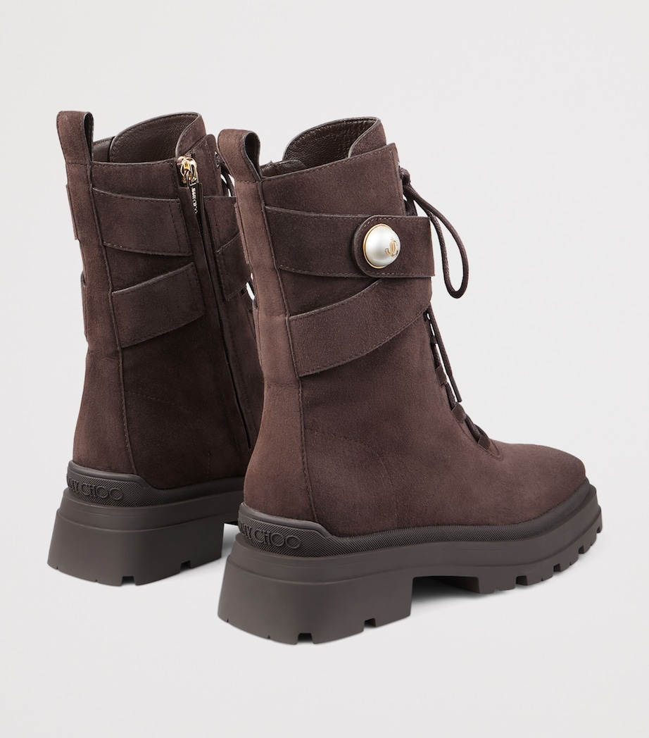 Noemi 45 Suede Biker Boots CHOCOLATE Image 3