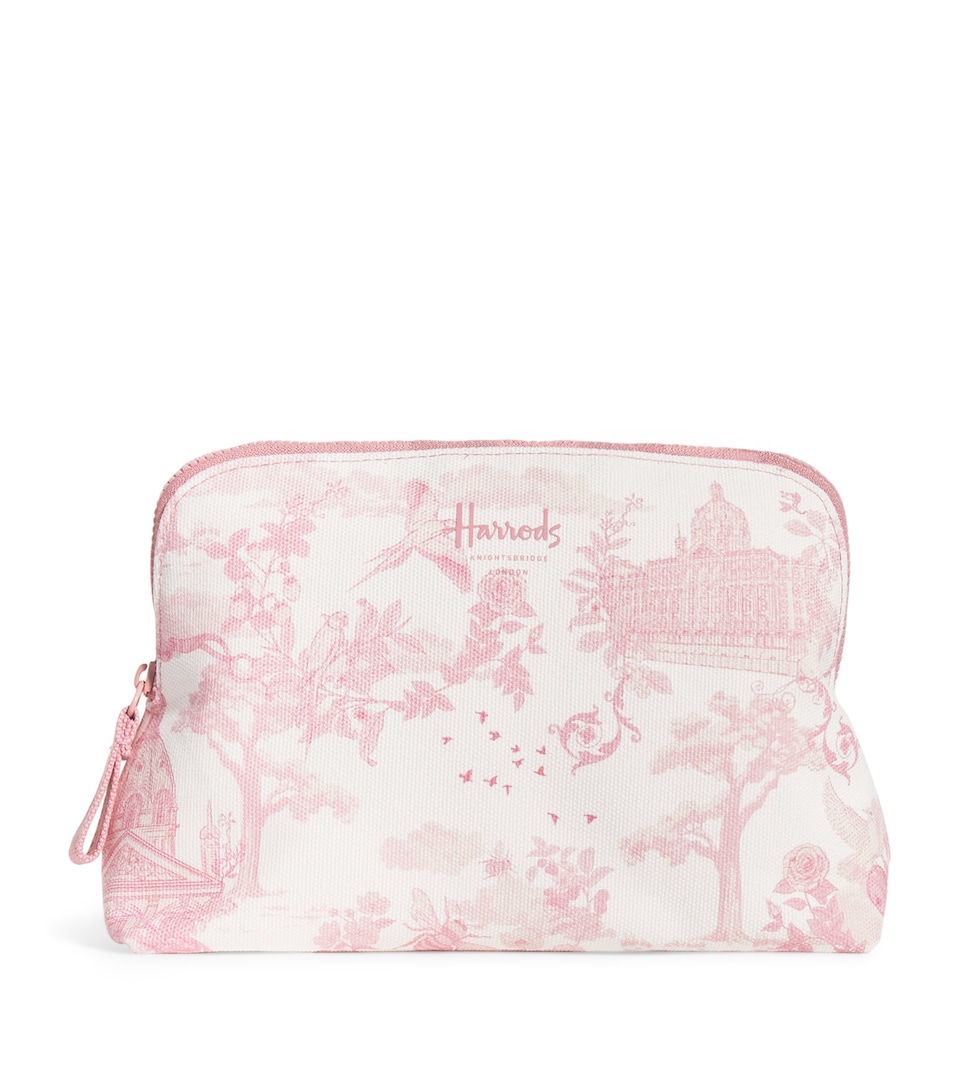 Harrods Toile Half Moon Cosmetic Bag Pink