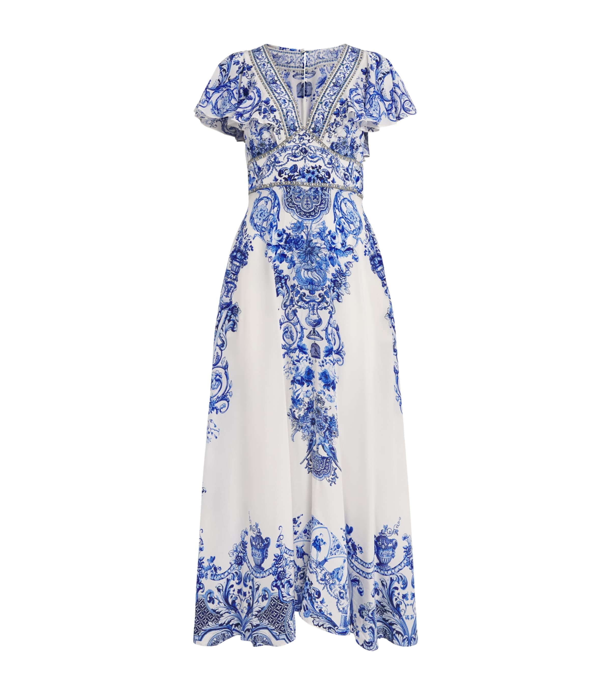 Camilla Womens Silk Printed Midi Dress Ceramic Panoramic Image 1