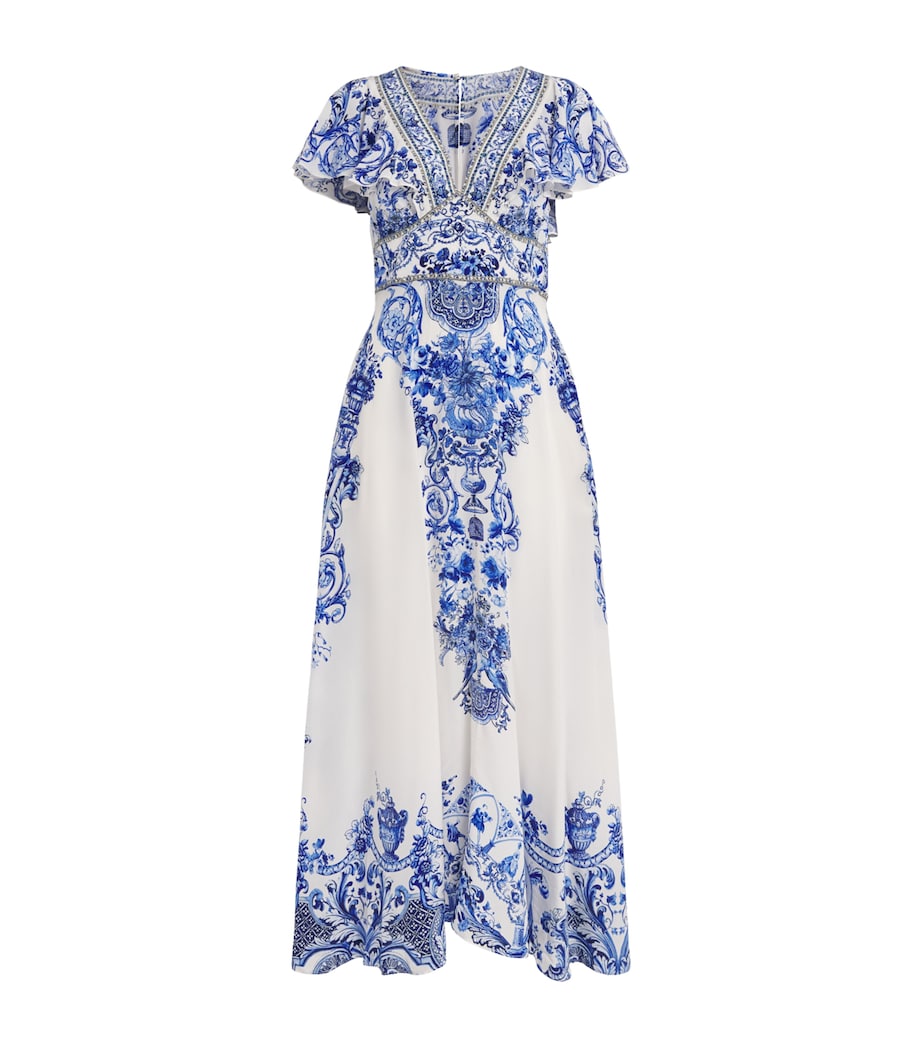 Camilla Womens Silk Printed Midi Dress Ceramic Panoramic Image 1