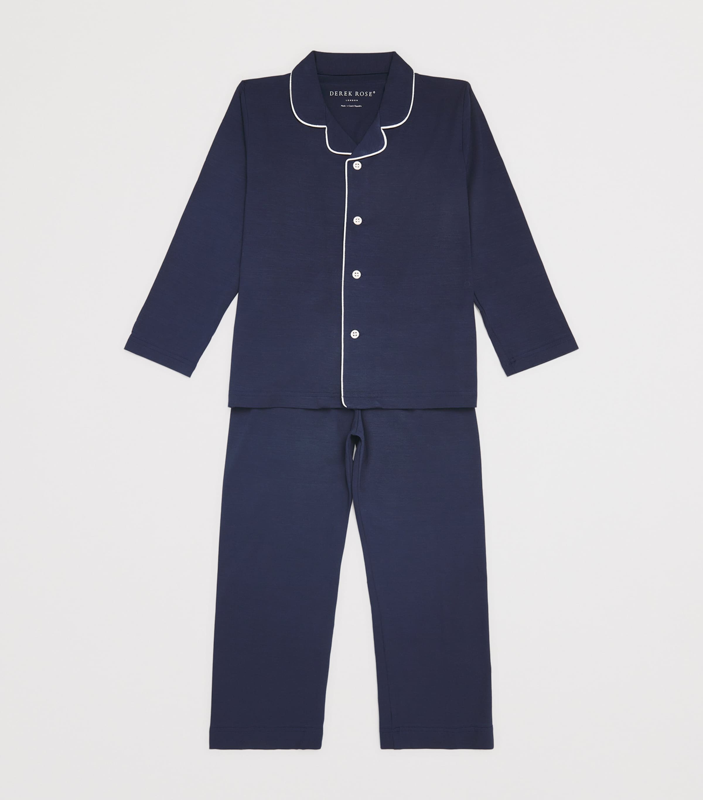 Derek Rose Kids Basel Pyjama Set (3-16 Years) Navy Image 3