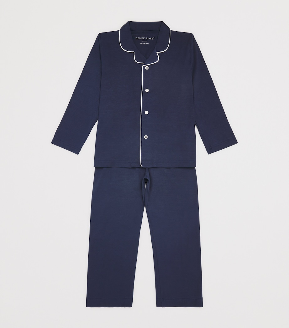 Derek Rose Kids Basel Pyjama Set (3-16 Years) Navy Image 3