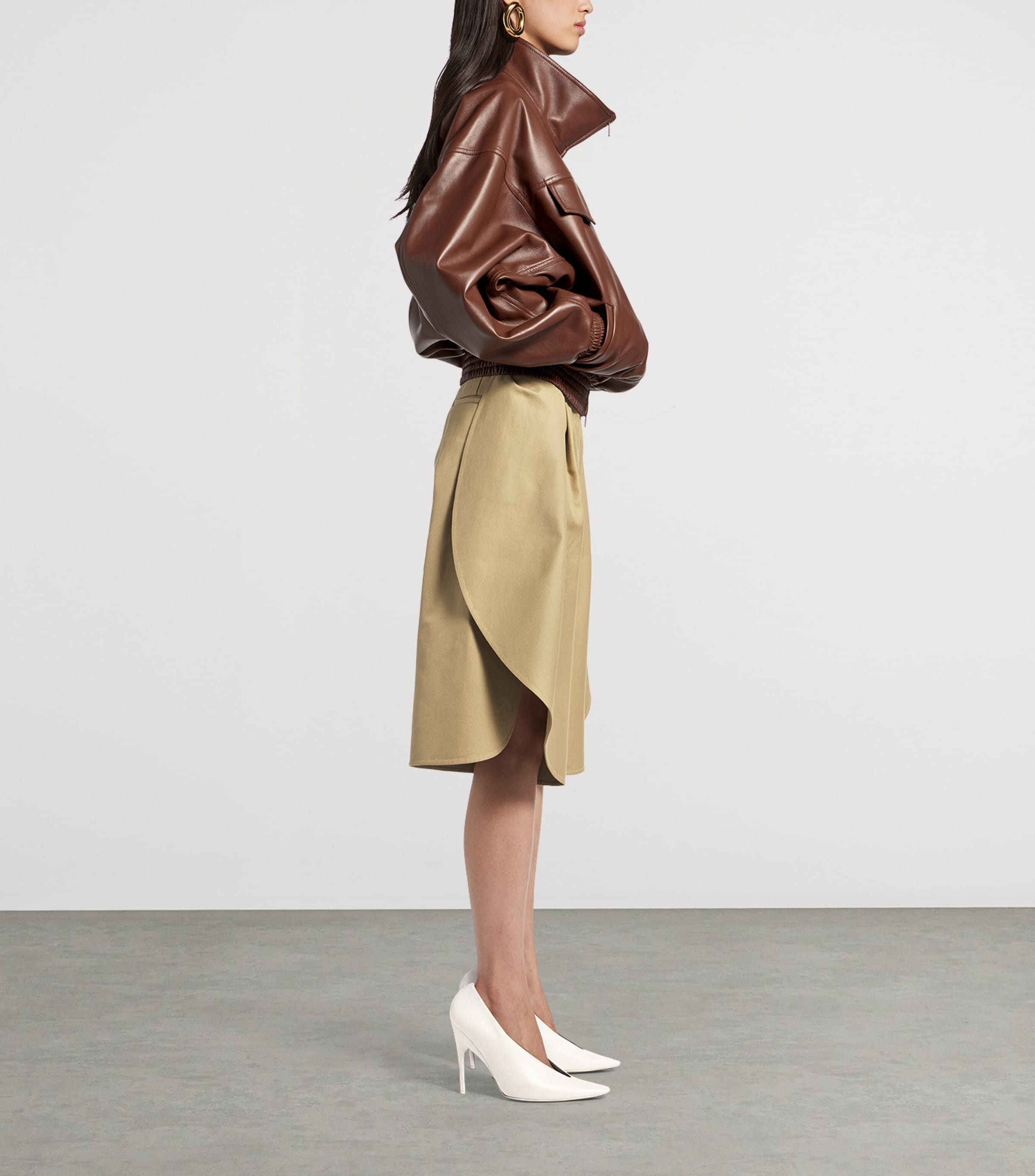 Balenciaga Womens Oversized Cropped Leather Jacket Image 4