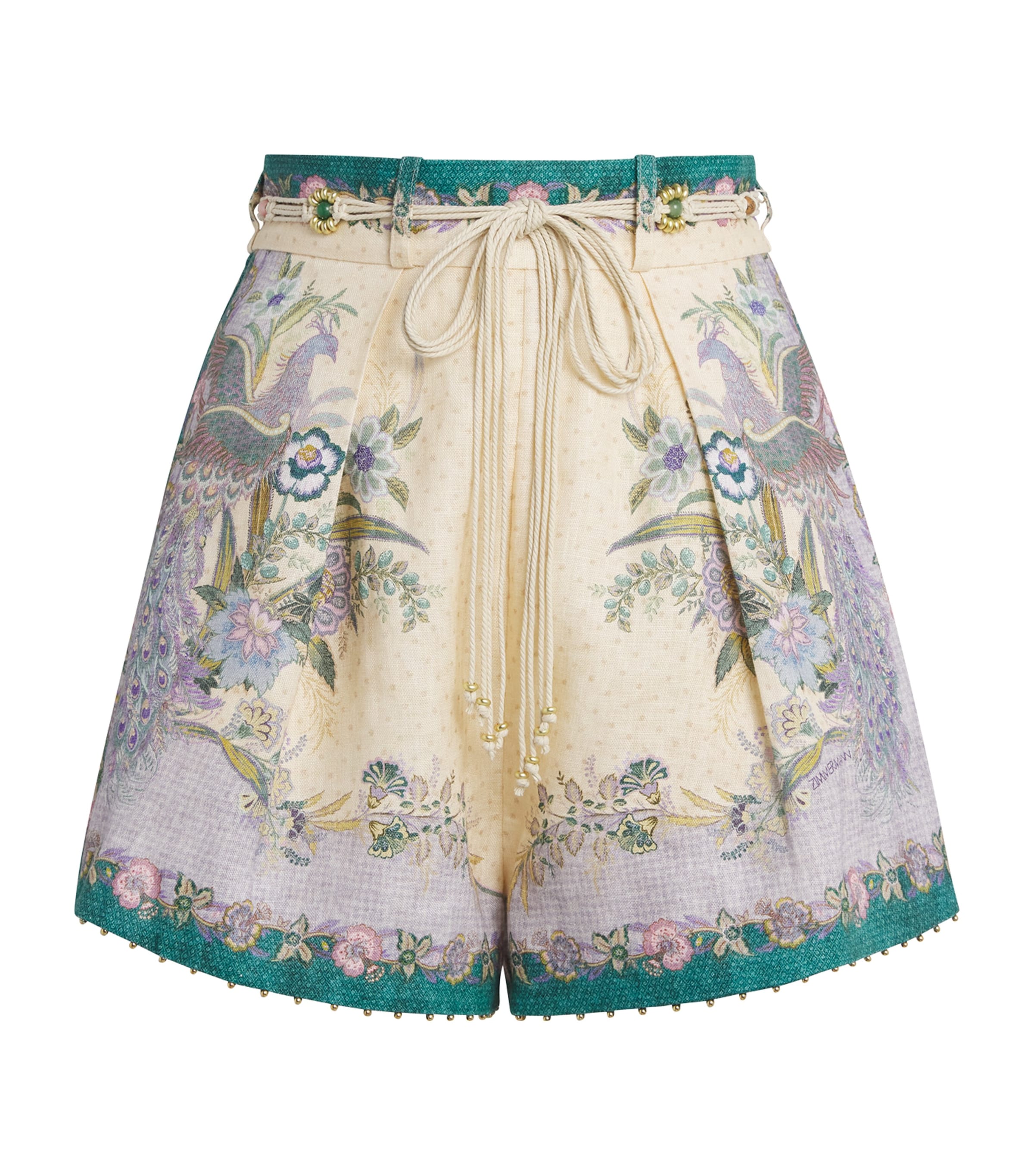 Zimmermann Womens Linen Printed Indra Tuck Shorts Cscfl Crm Scarf Flrl Image 1