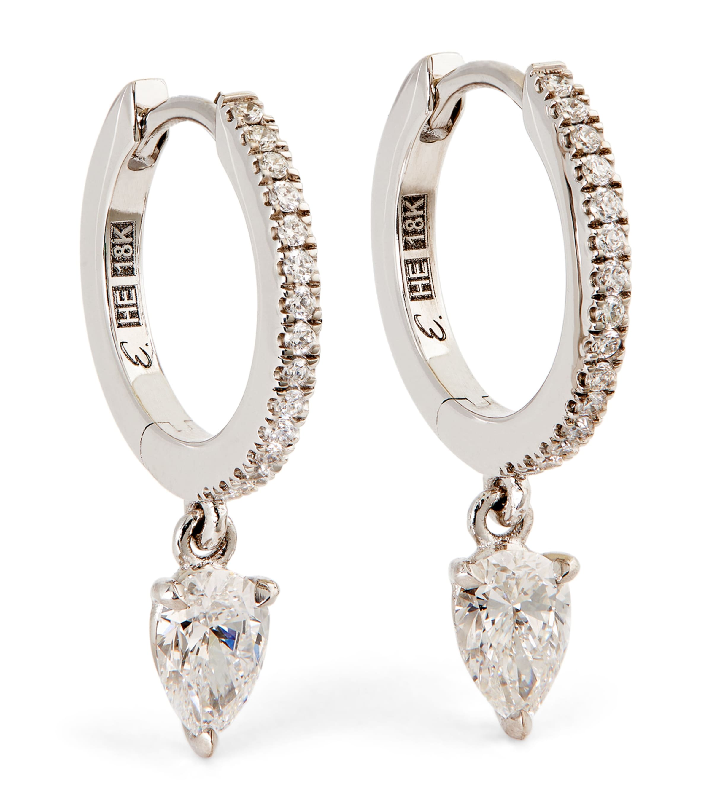 Engelbert White Gold And Diamond Drop Links Huggie Earrings In Metallic