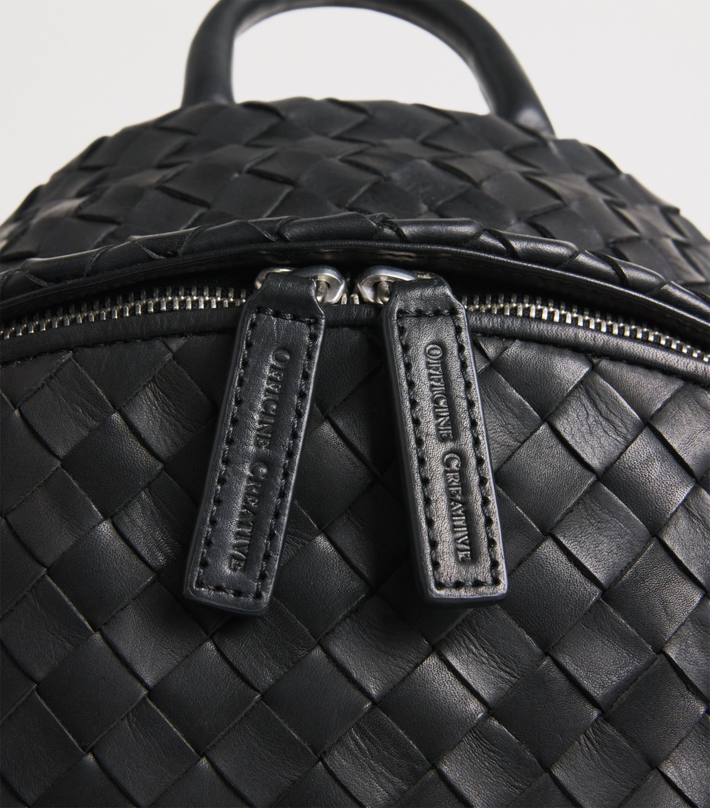 Officine Creative Leather Woven Armor Backpack Nero Image 6