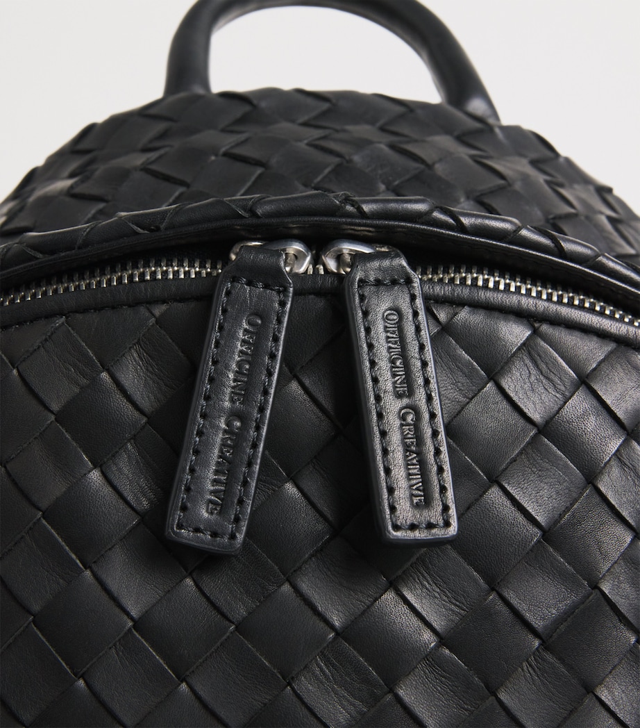 Officine Creative Leather Woven Armor Backpack Nero Image 6