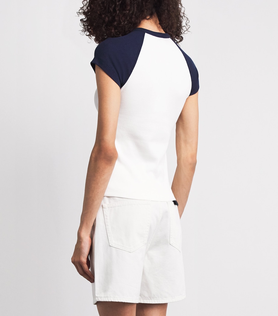 ME+EM Womens Ultimate Raglan T-Shirt Light Cream/navy Image 5