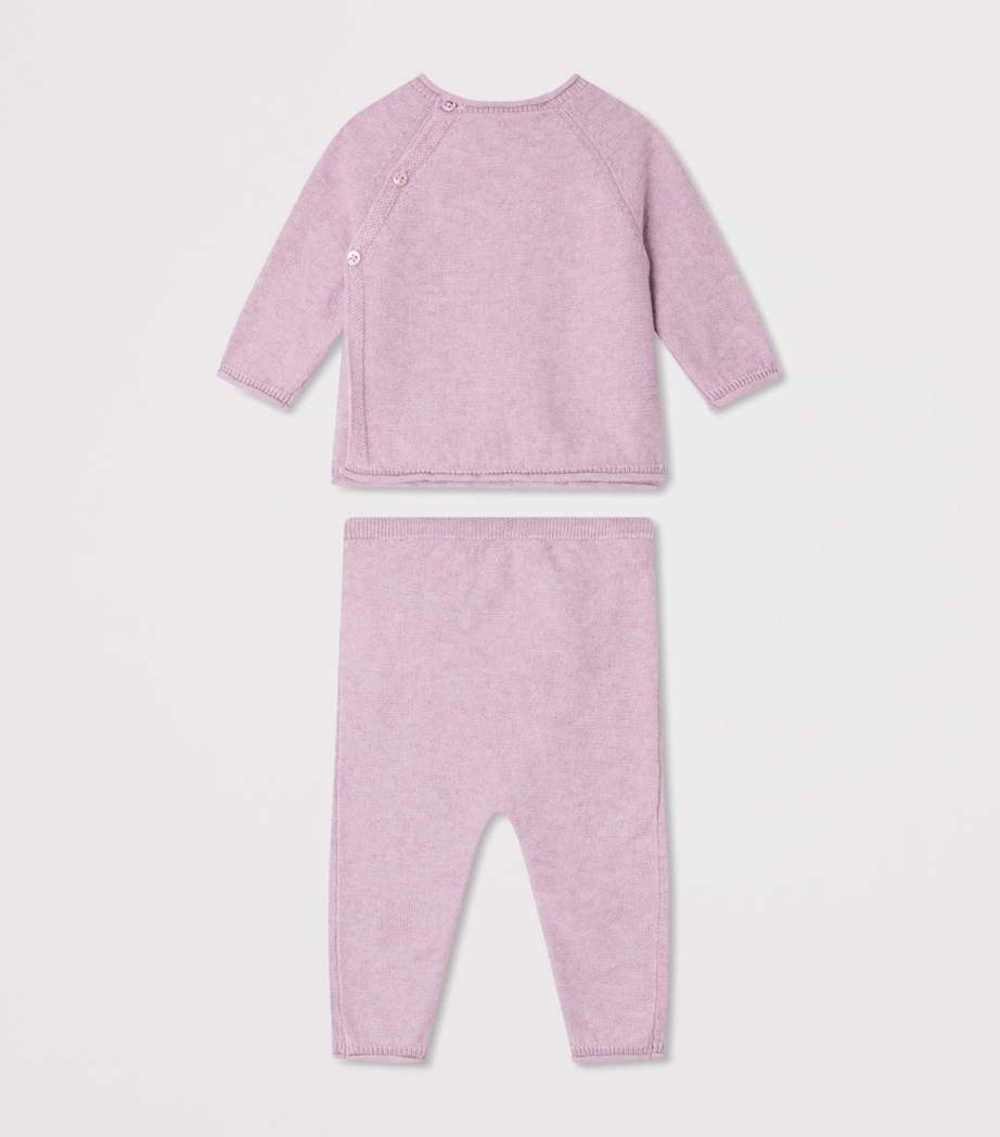 Bonpoint Cotton-Cashmere Loana Top and Trousers Set (1-18 Months) Lilas Image 2