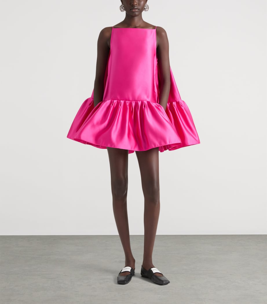 Silk Ruffled Round Mini Dress FUCHSIA Image 2